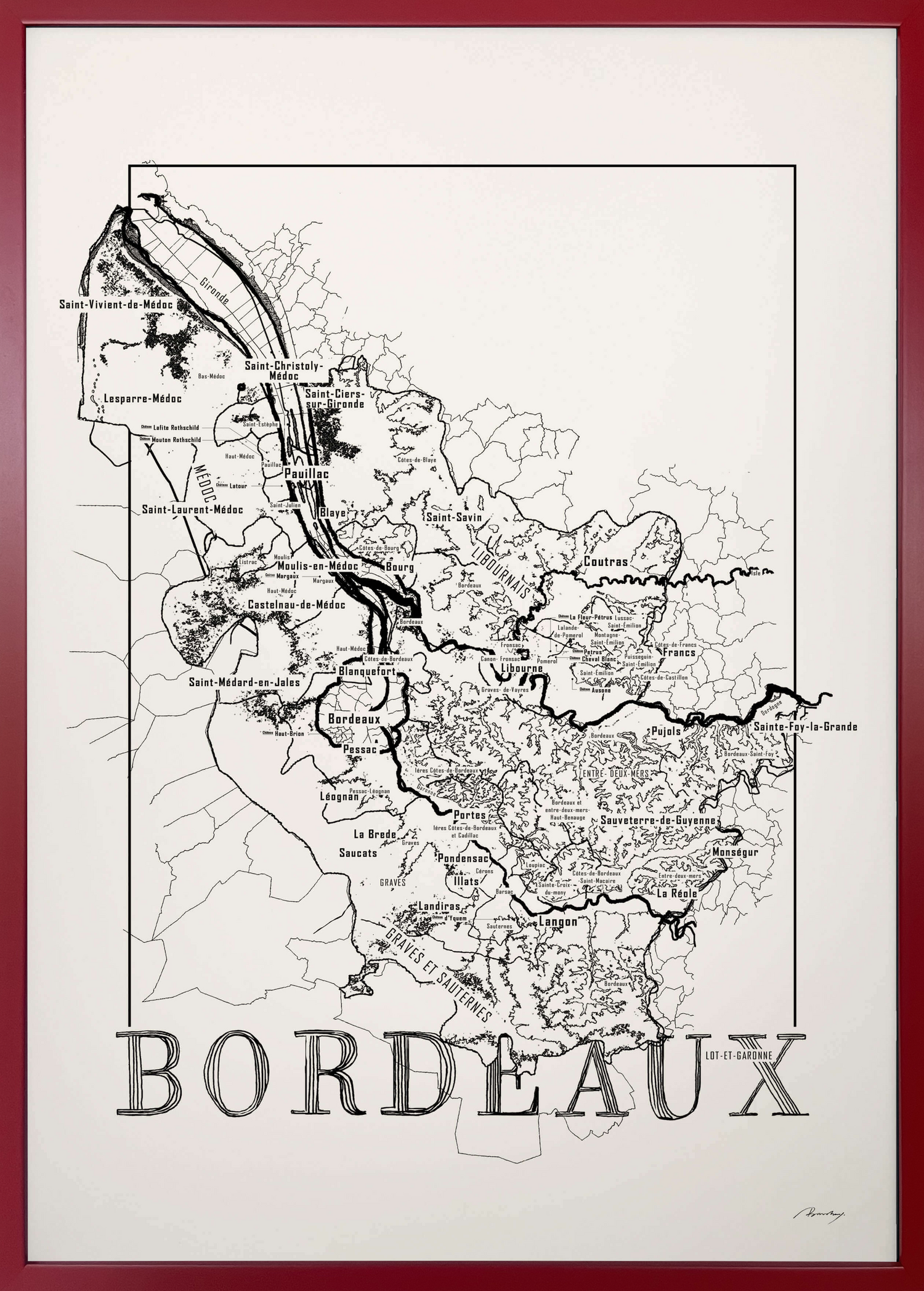 Bordeaux wine map