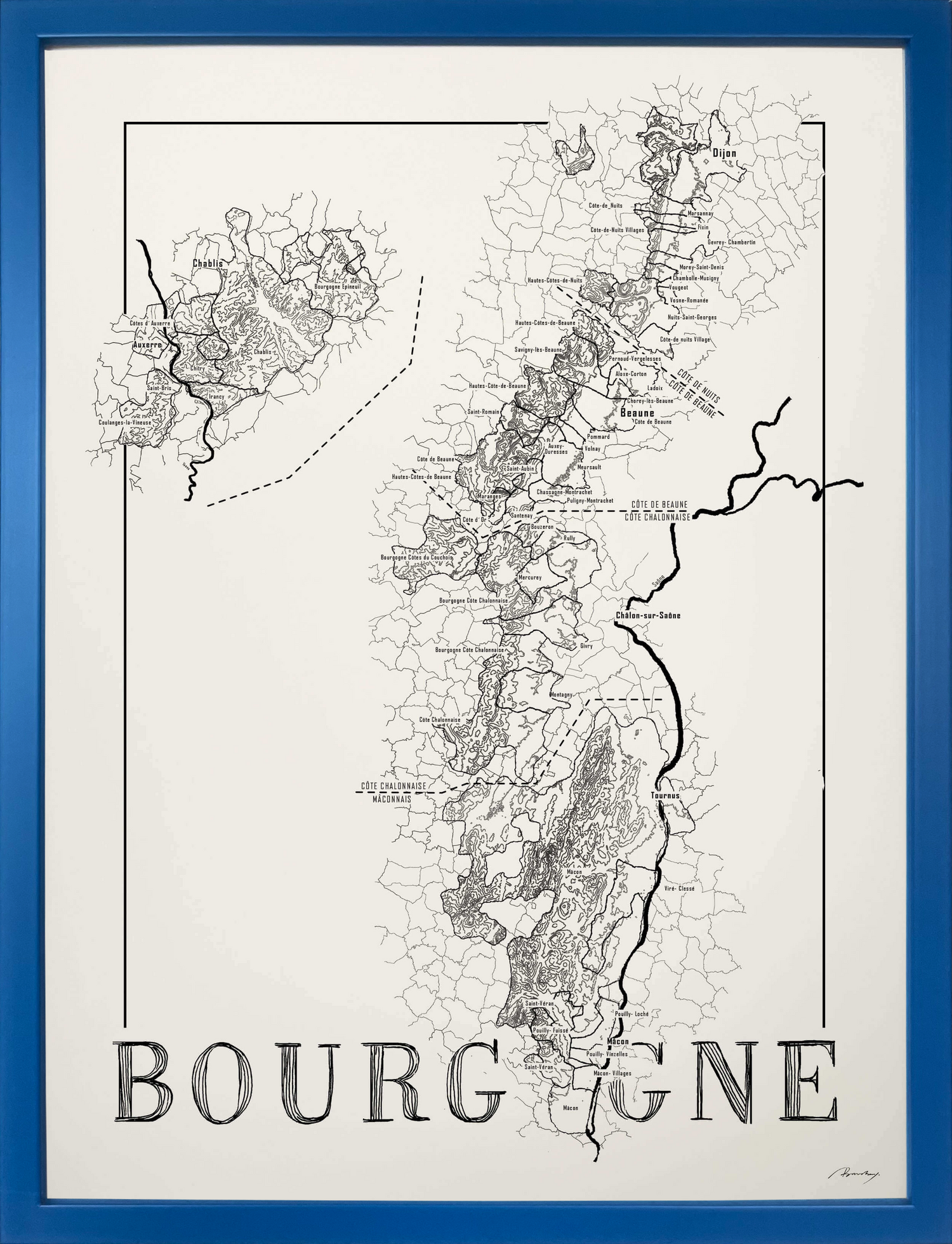 Bourgogne wine map