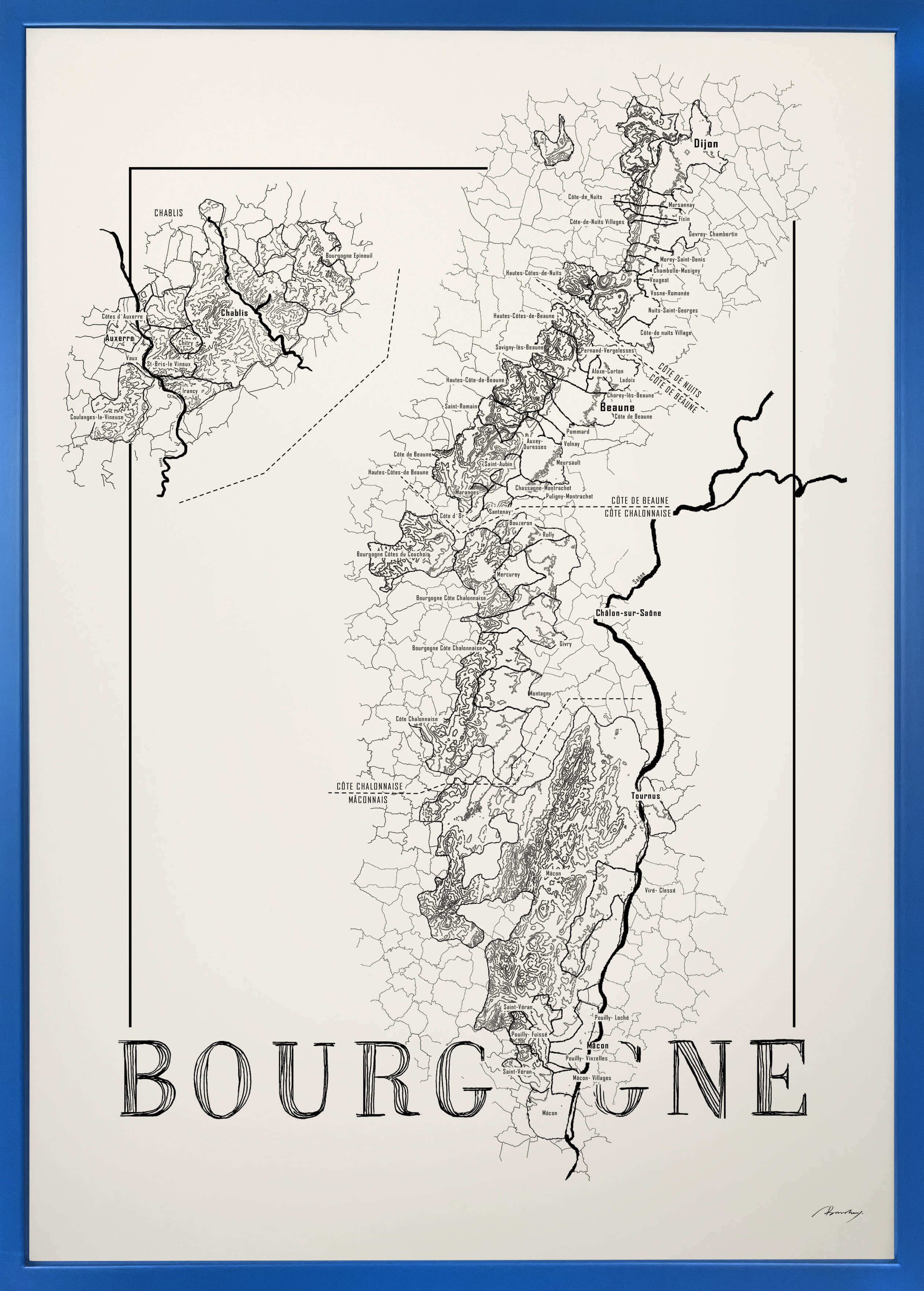 Bourgogne wine map