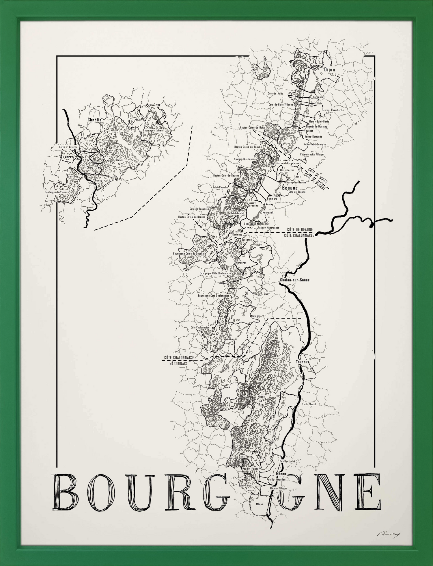 Bourgogne wine map