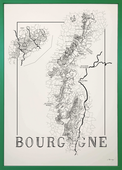 Bourgogne wine map