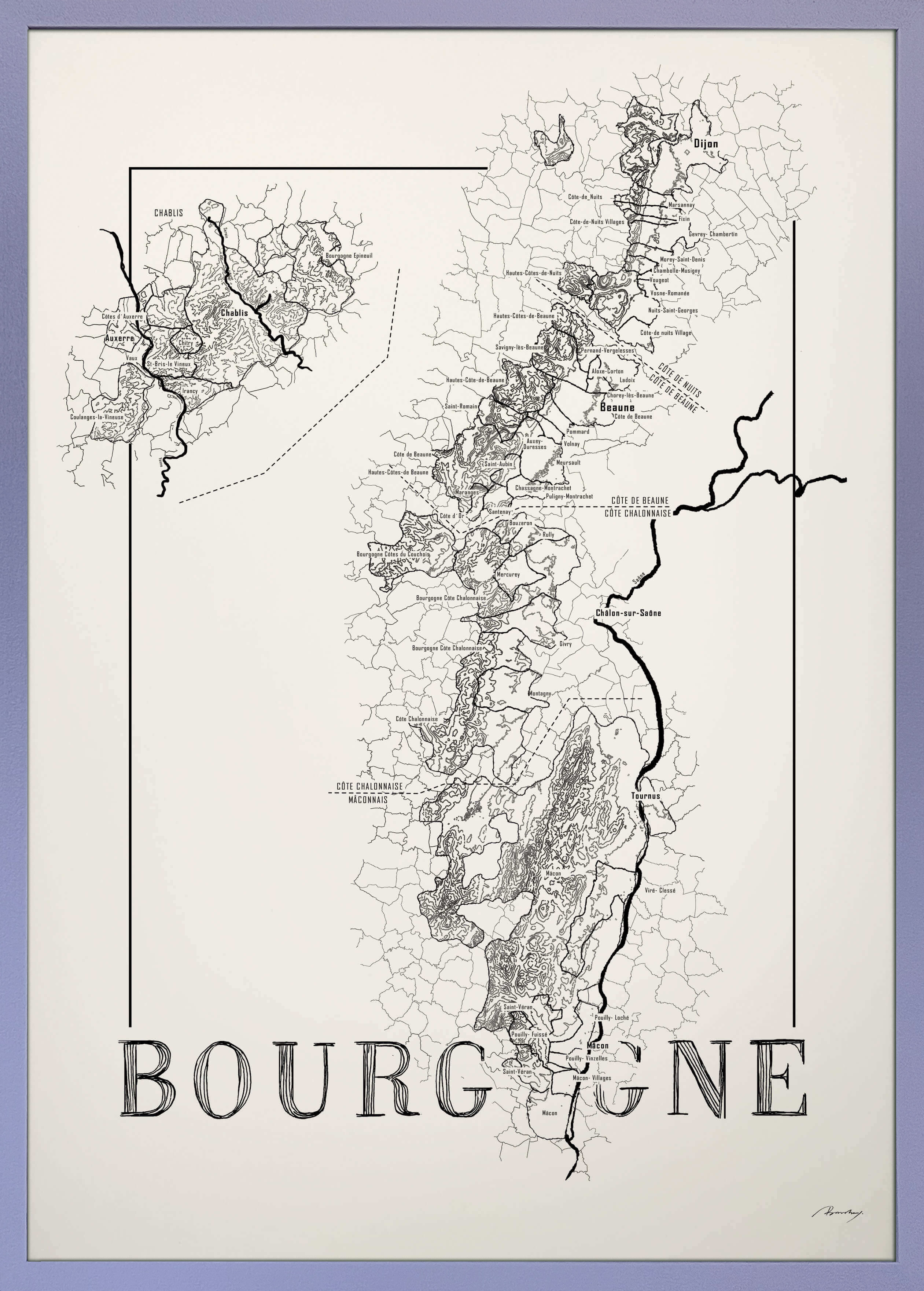 Bourgogne wine map