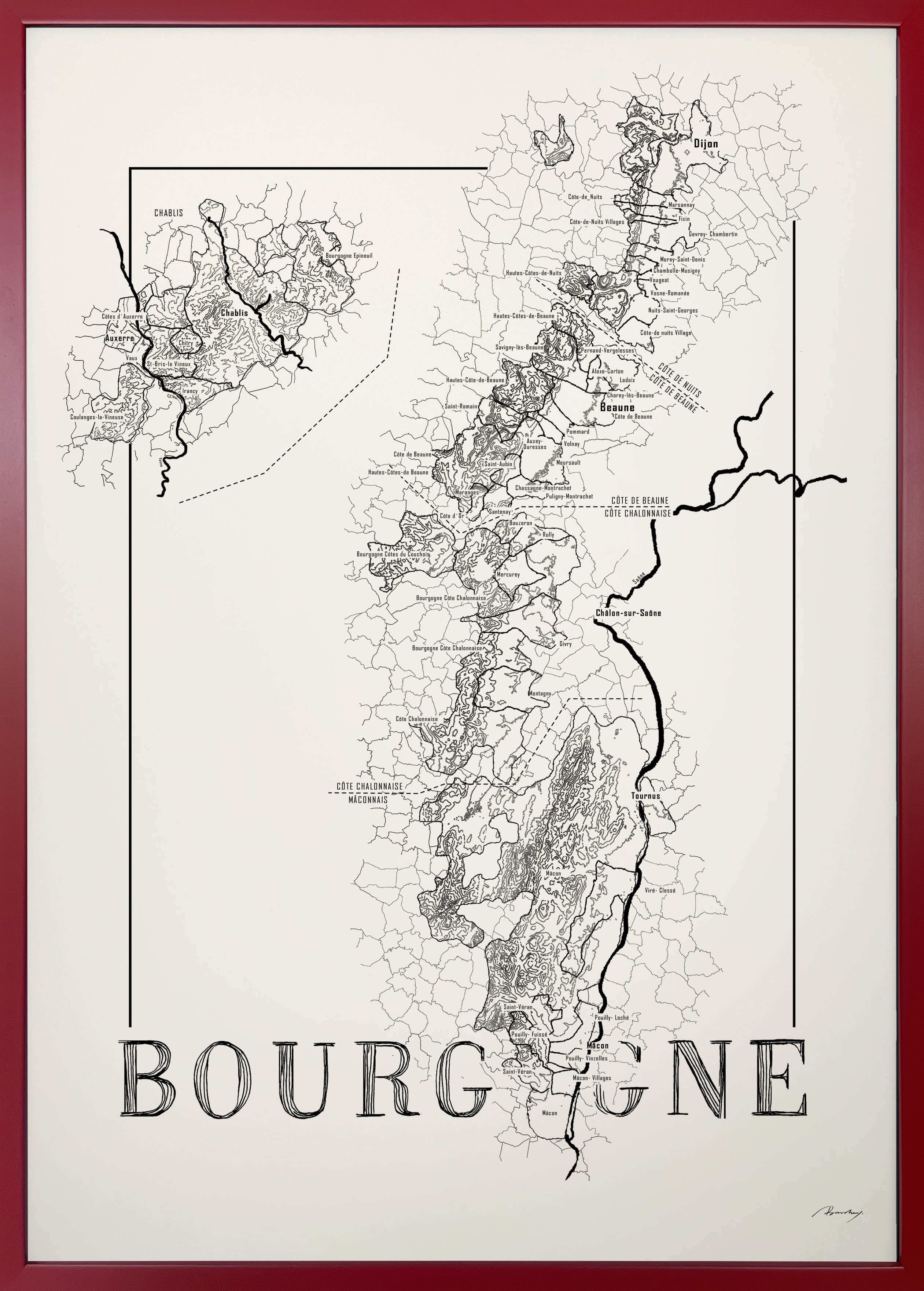 Bourgogne wine map