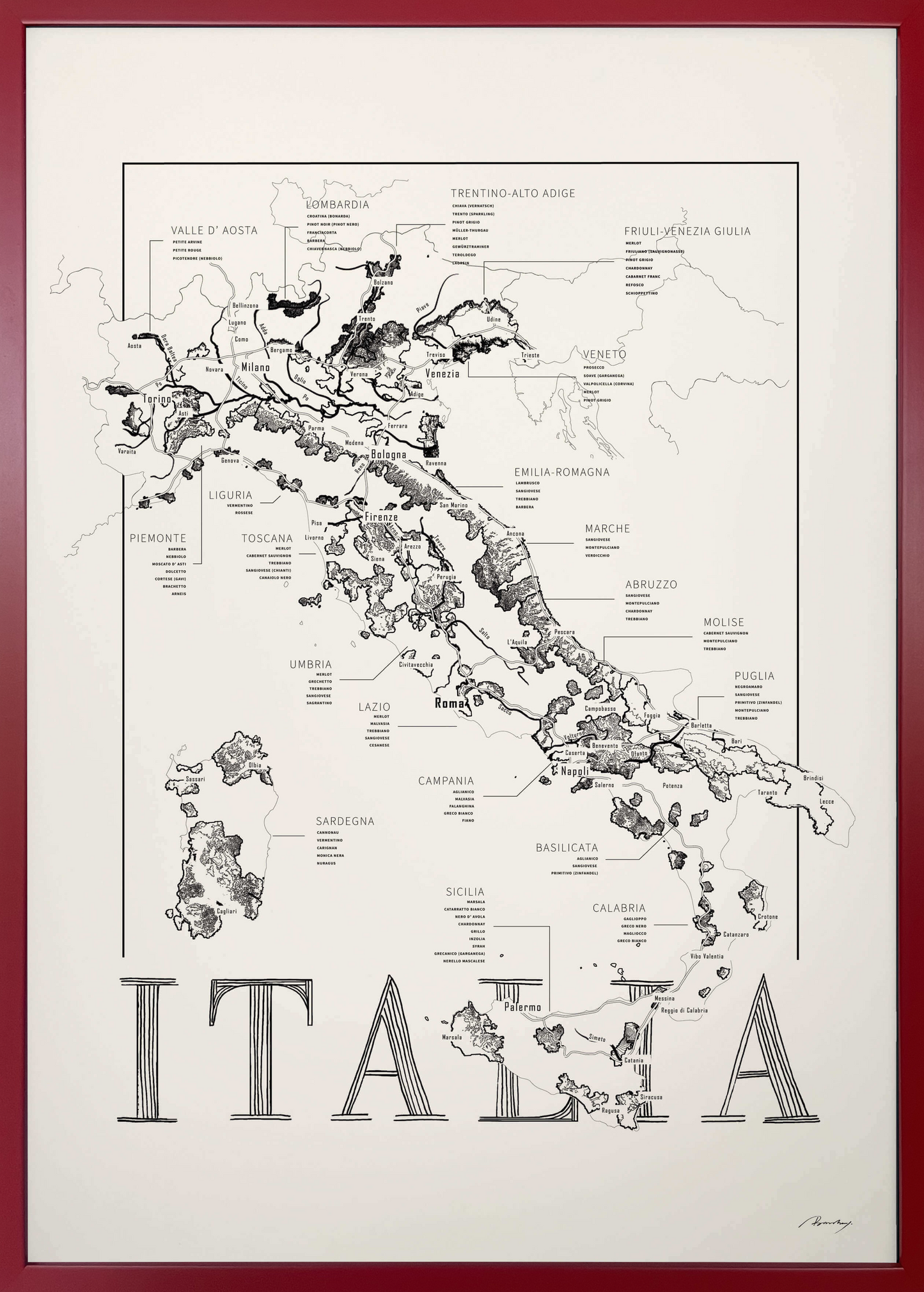 Italia wine map