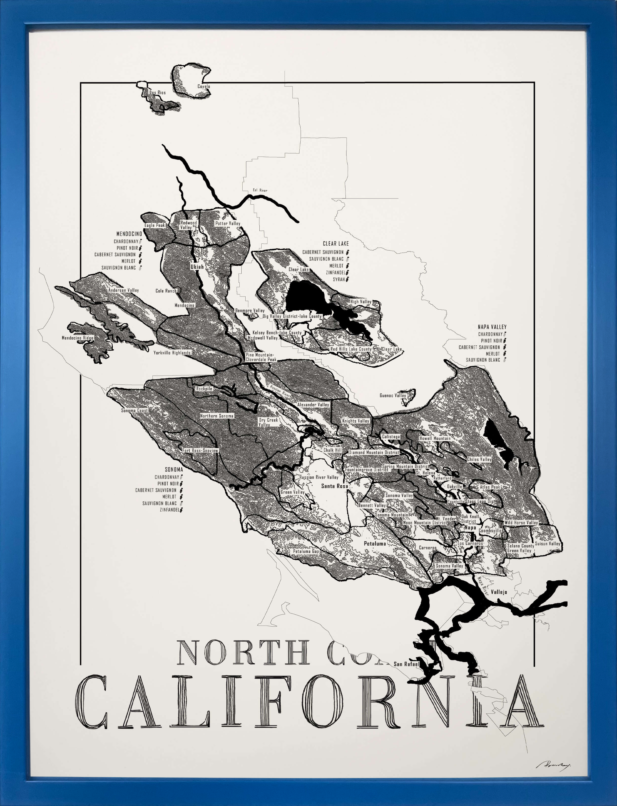 Nordkysten Californien vinkort