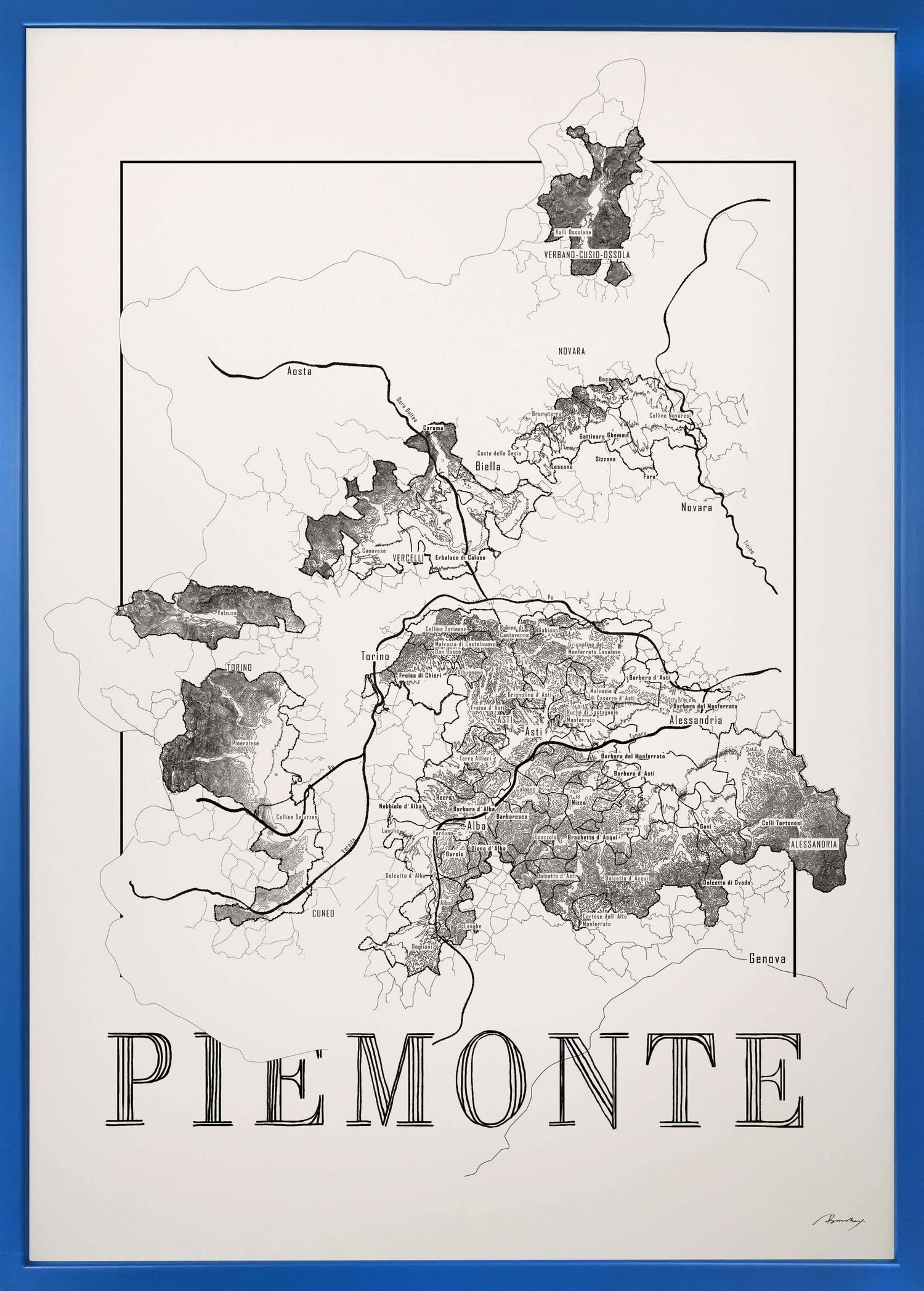 Piemonte wine map