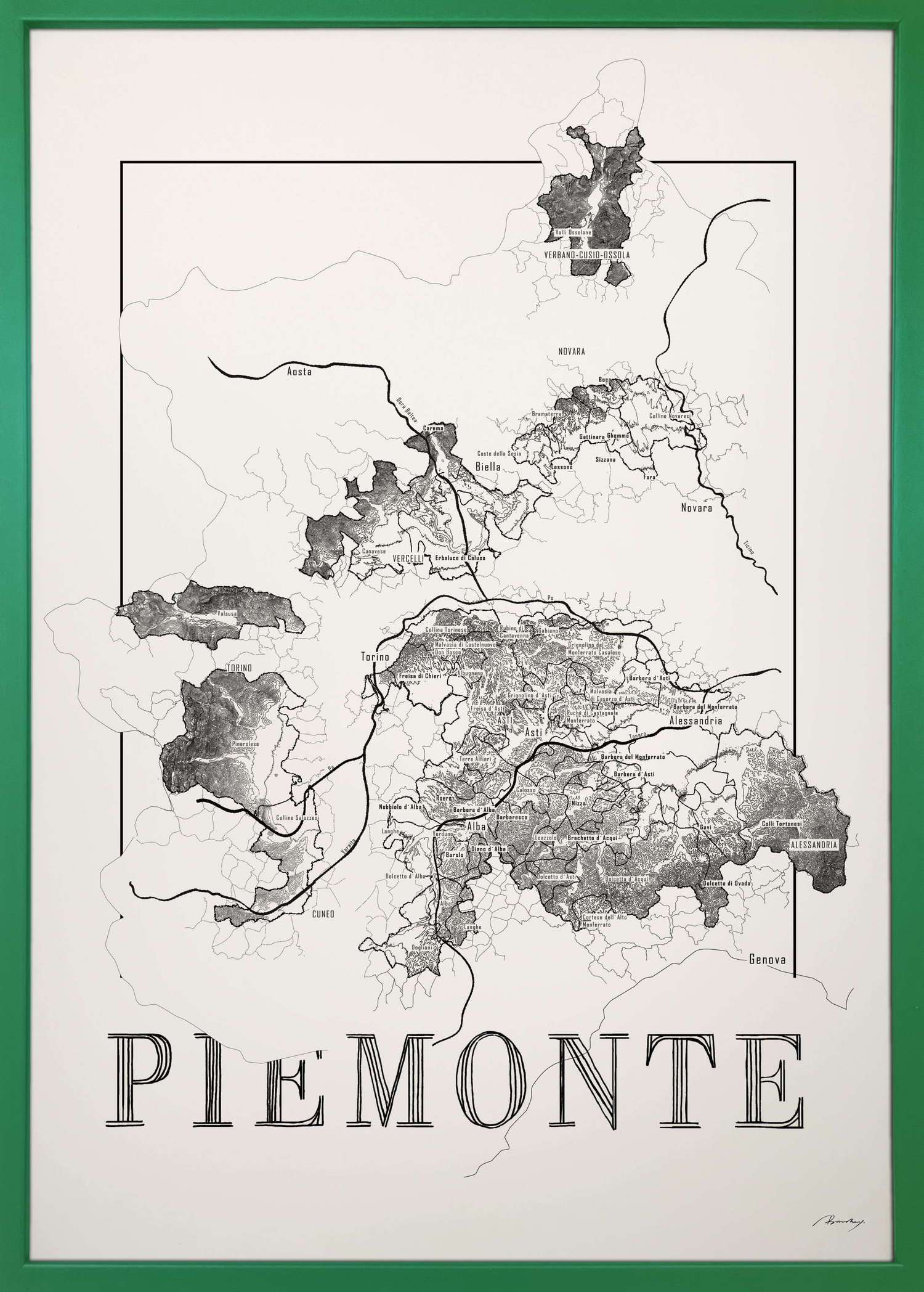 Piemonte wine map