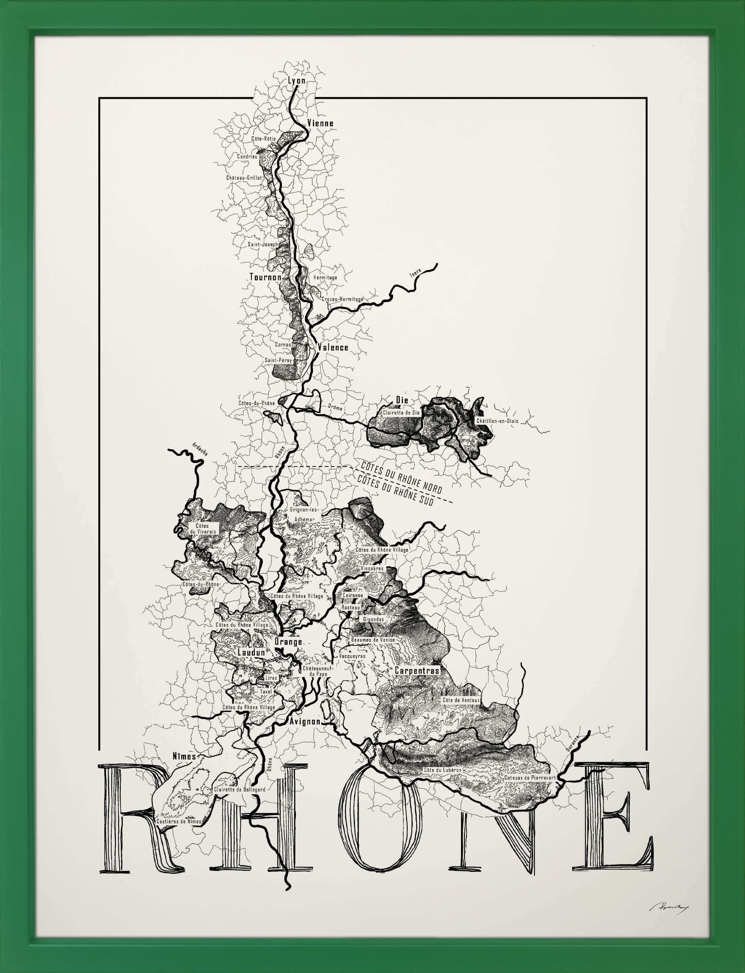 Rhône wine map