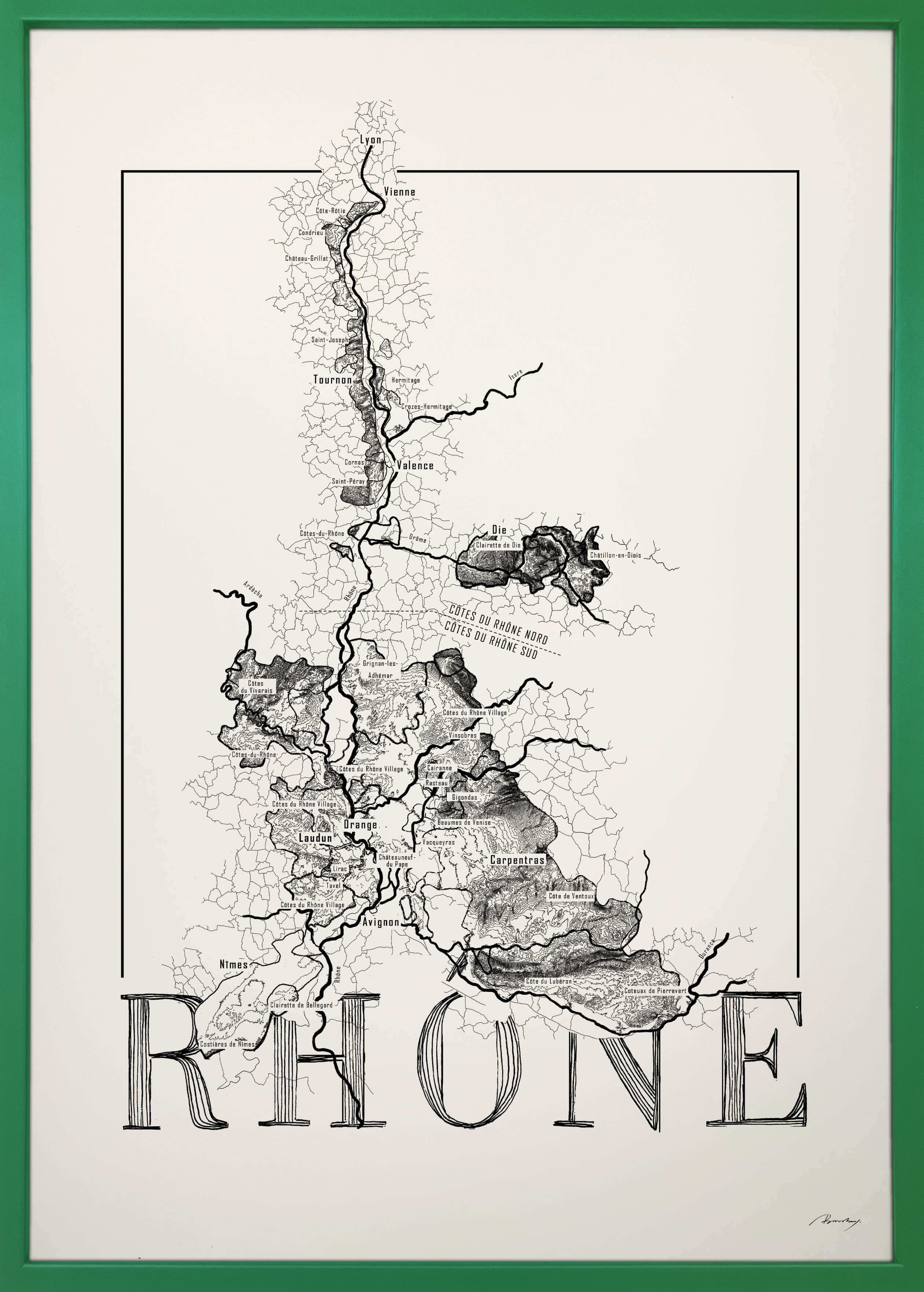 Rhône wine map