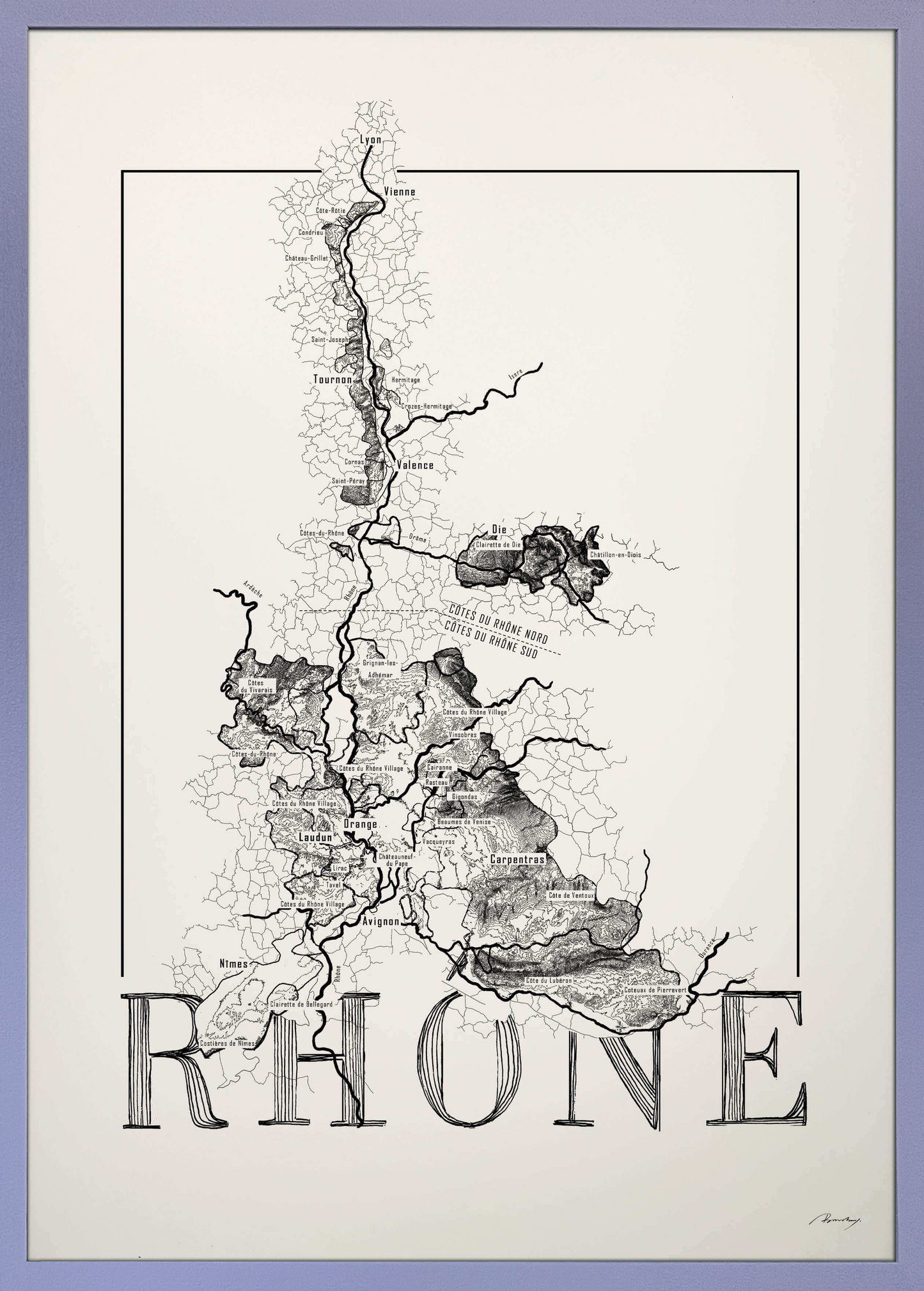 Rhône wine map