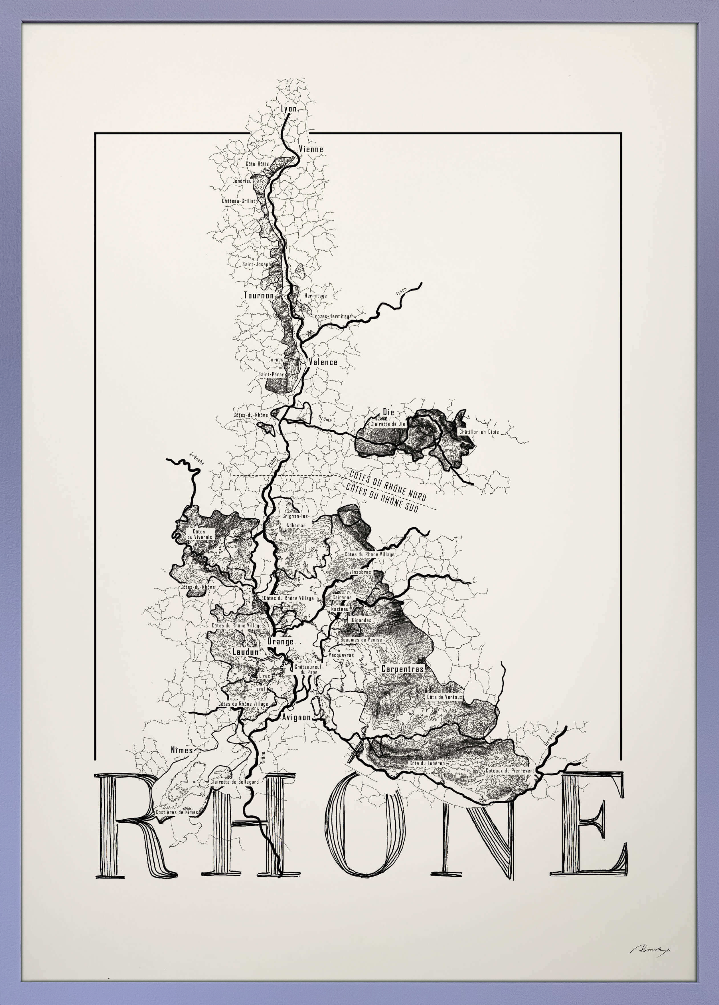 Rhône wine map