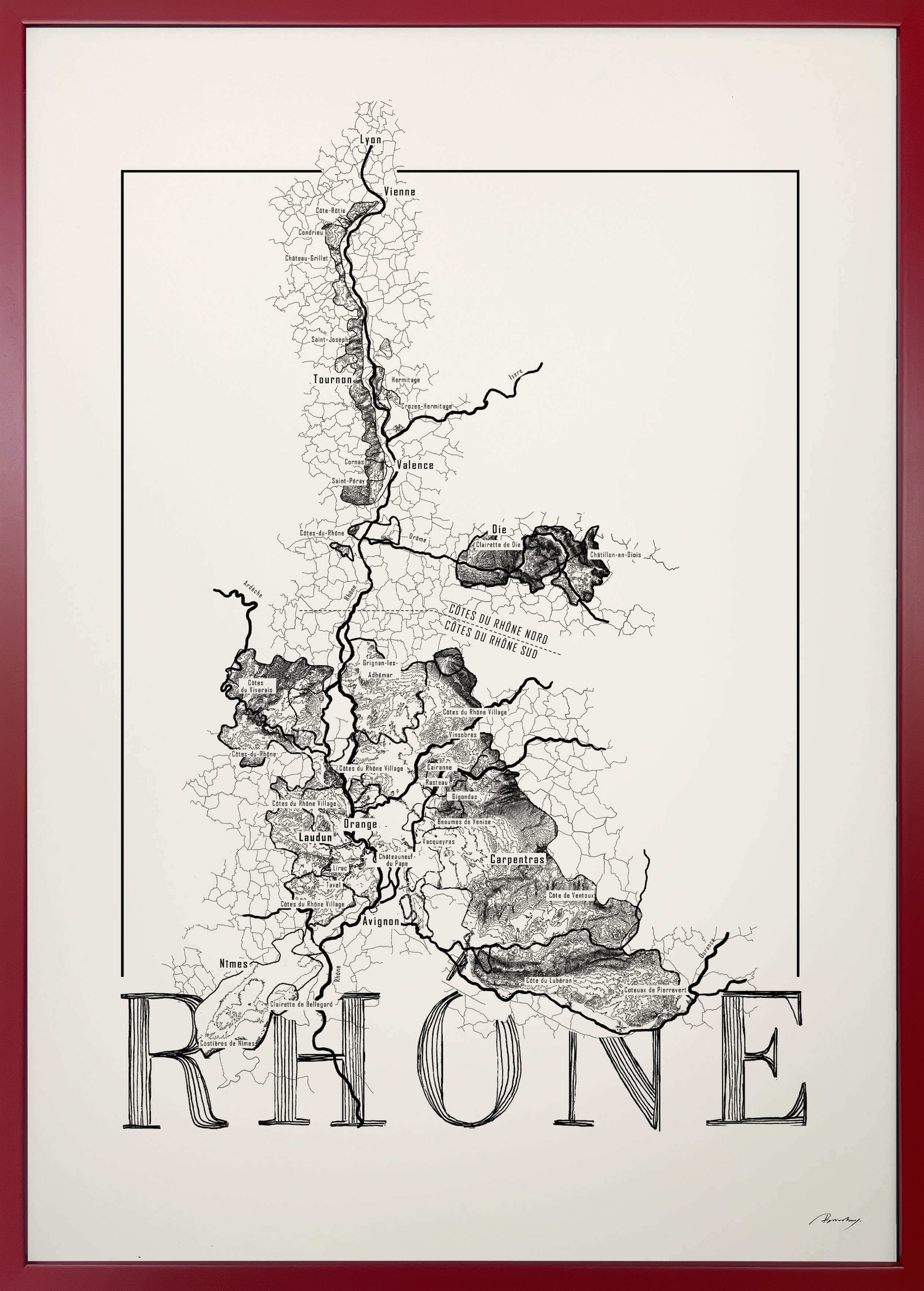 Rhône wine map