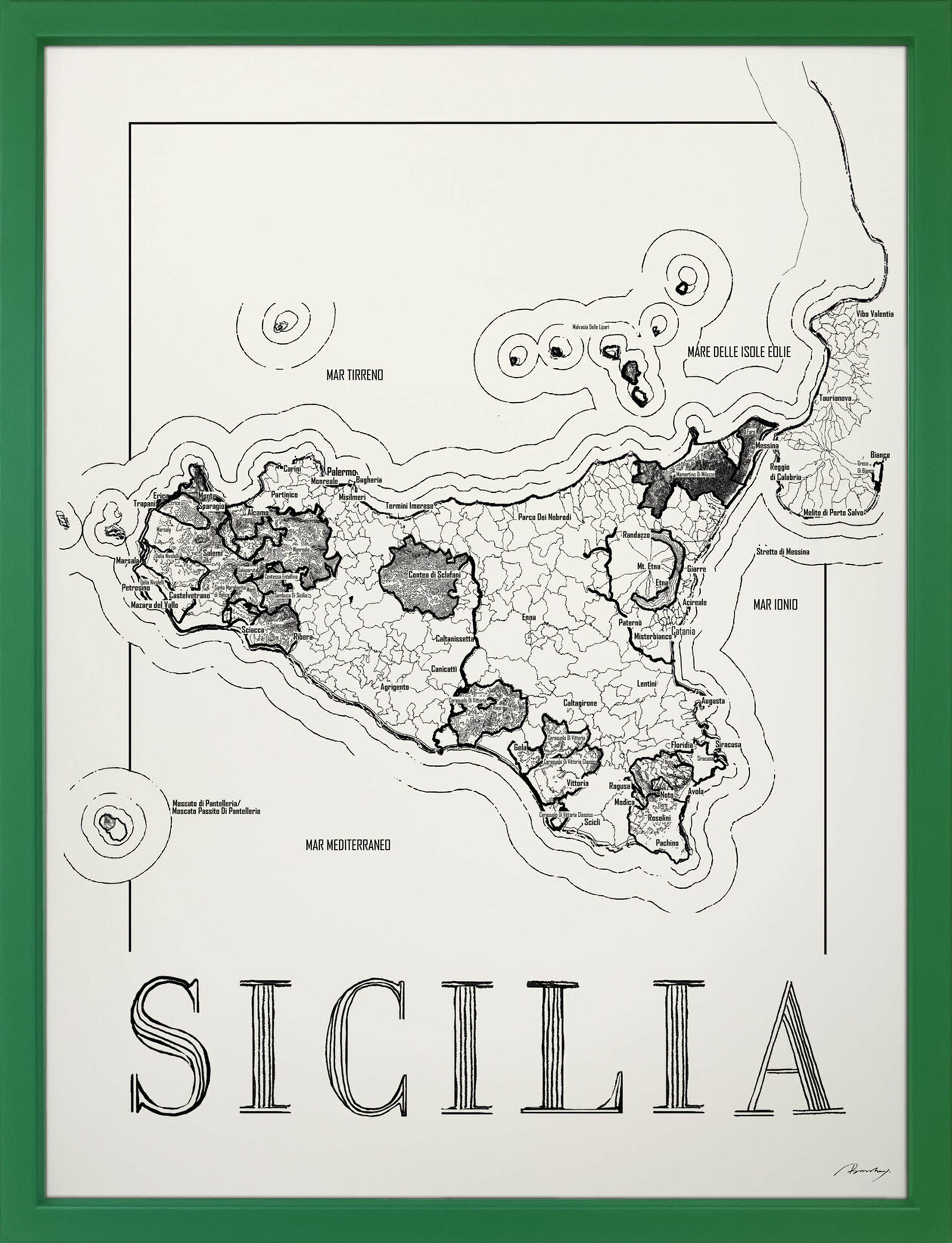 Sicilia wine map