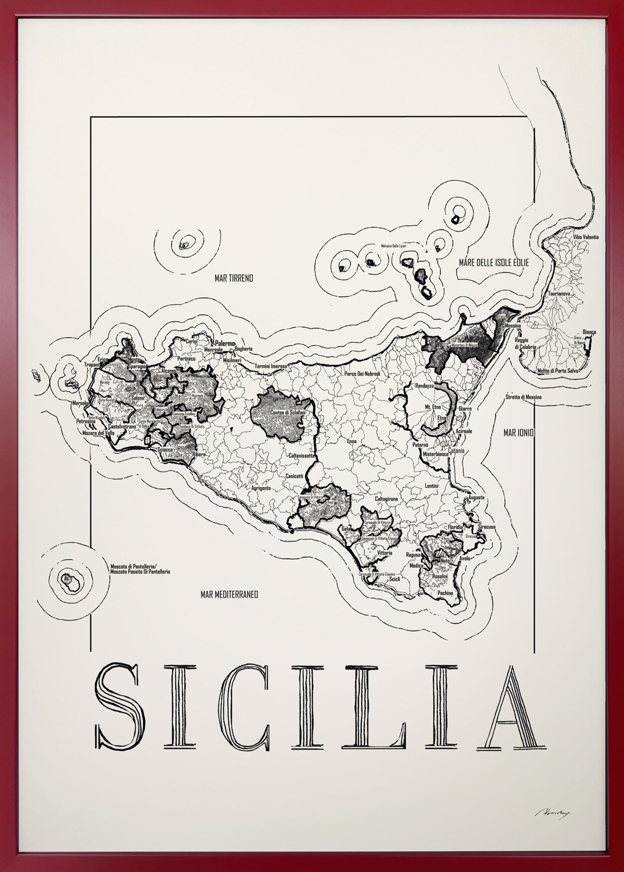 Sicilia wine map