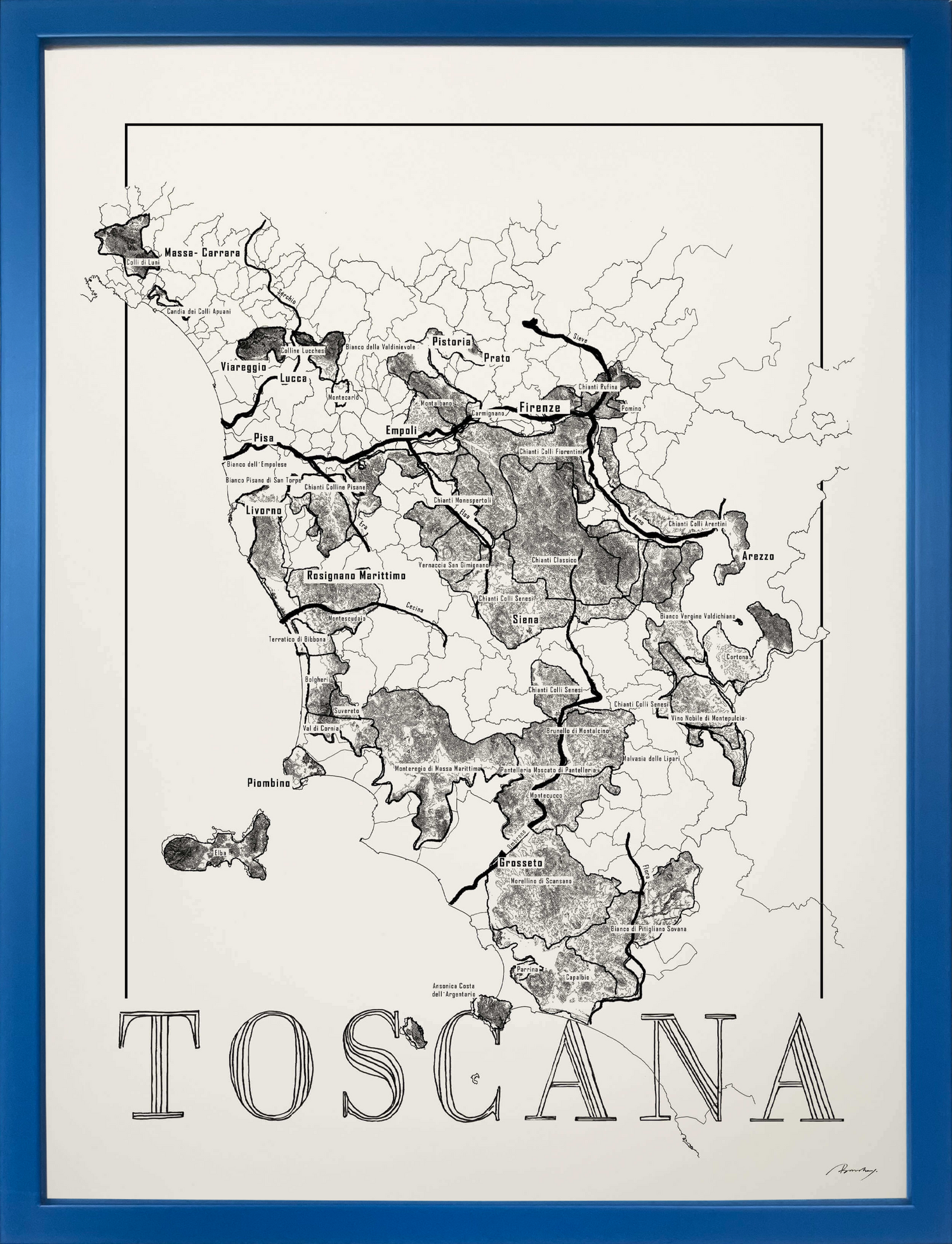 Toscana wine map