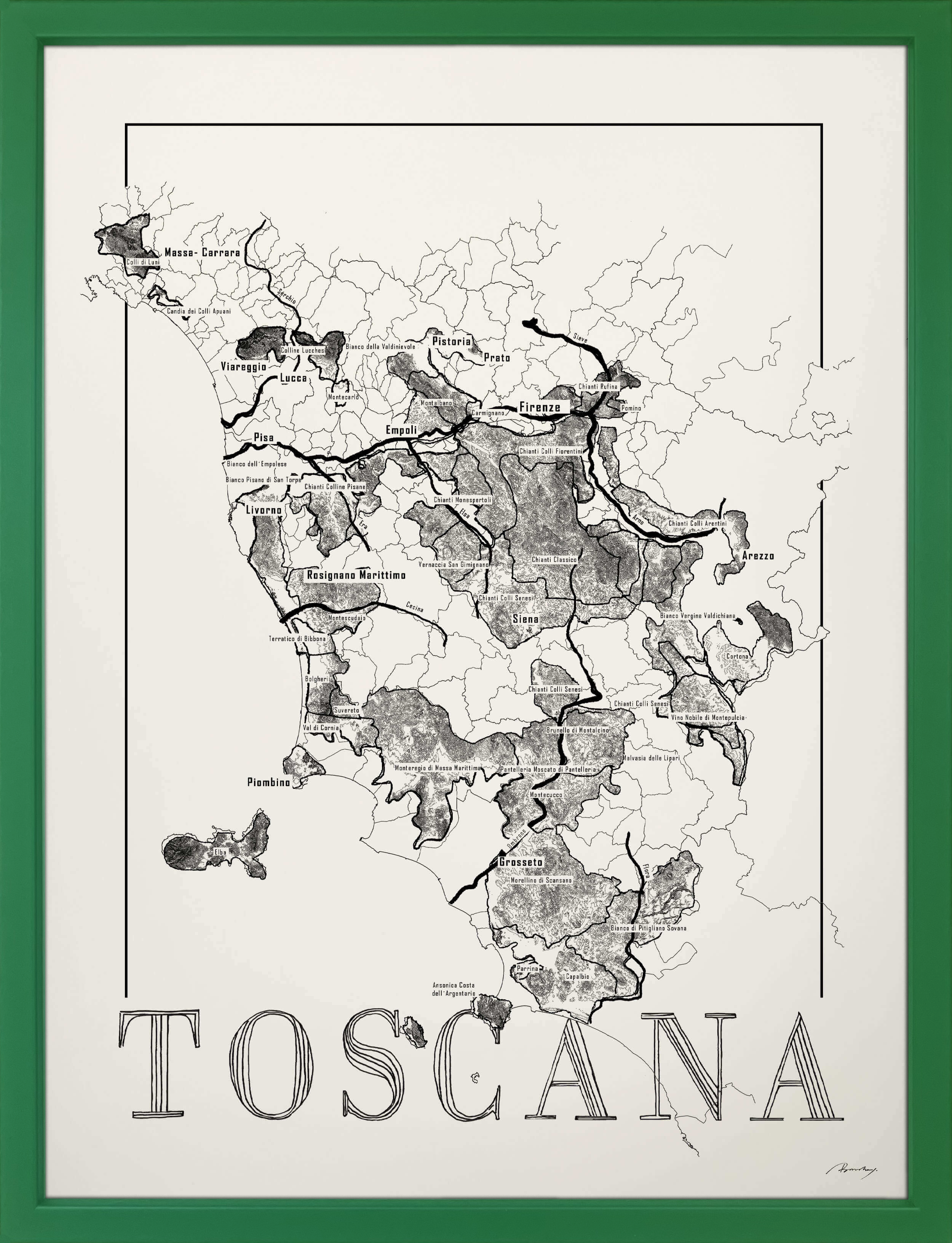 Toscana wine map