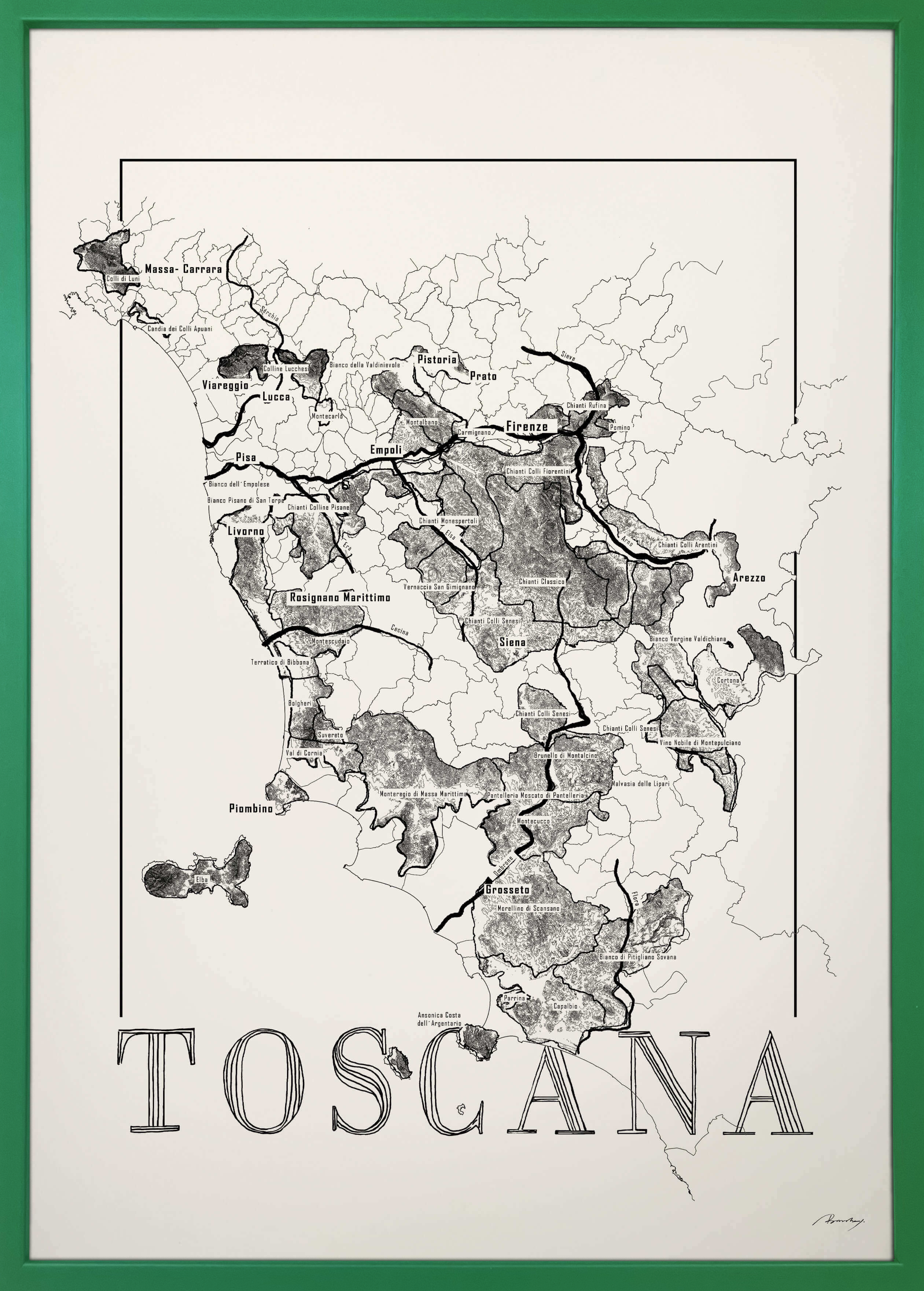 Toscana wine map