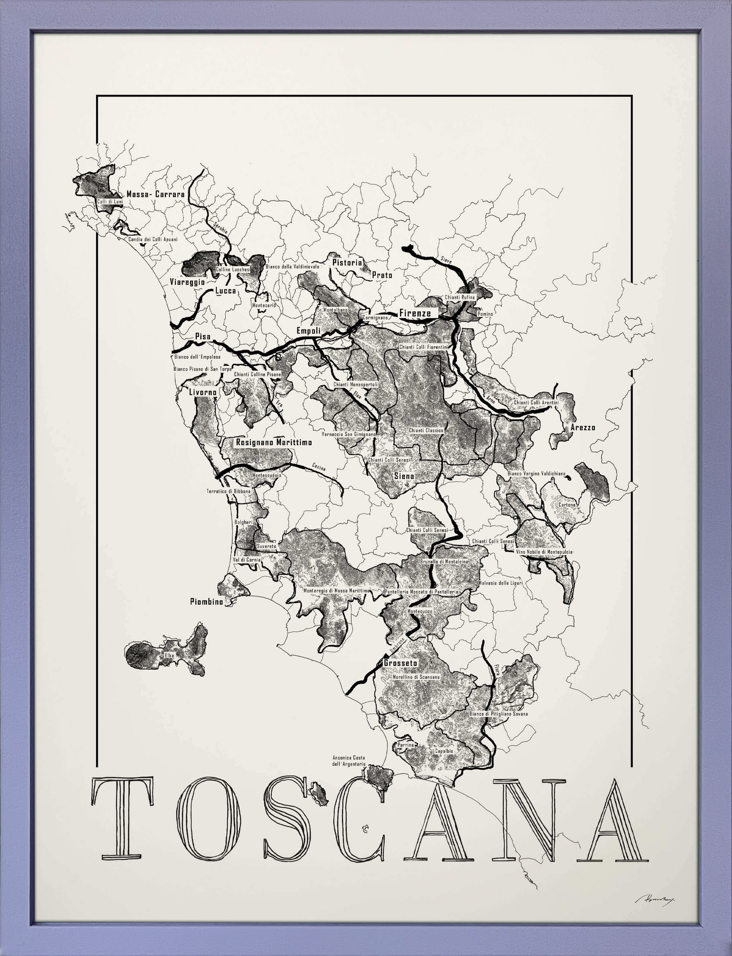 Toscana wine map