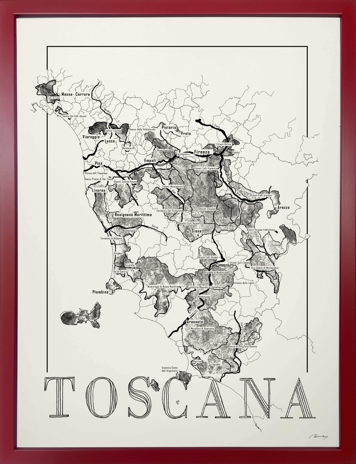 Toscana wine map