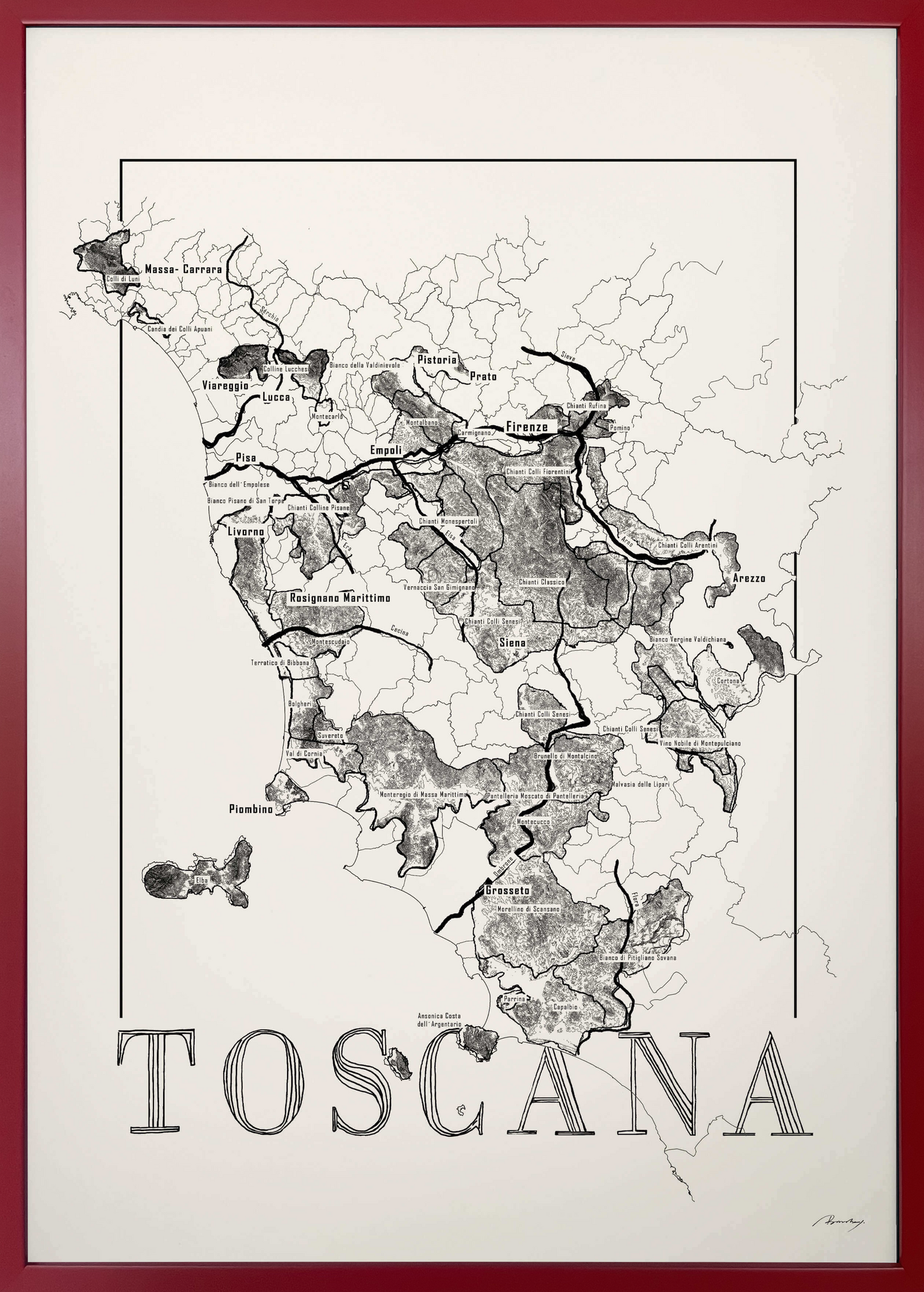 Toscana wine map