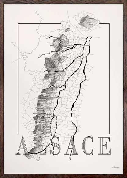 Alsace Wine map poster. Exclusive wine map posters. Premium quality wine maps printed on environmentally friendly FSC marked paper. 