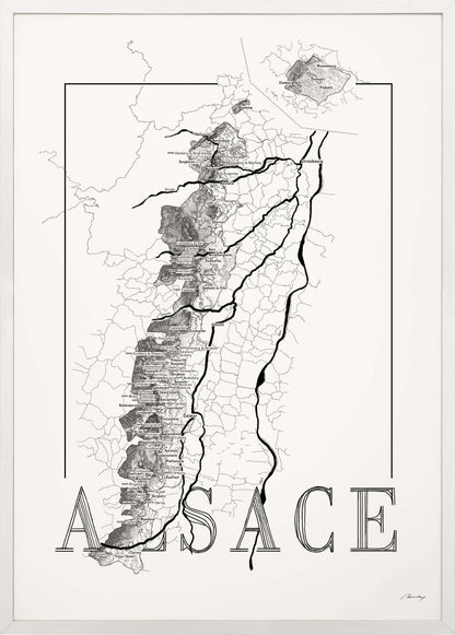 Alsace Wine map poster. Exclusive wine map posters. Premium quality wine maps printed on environmentally friendly FSC marked paper. 