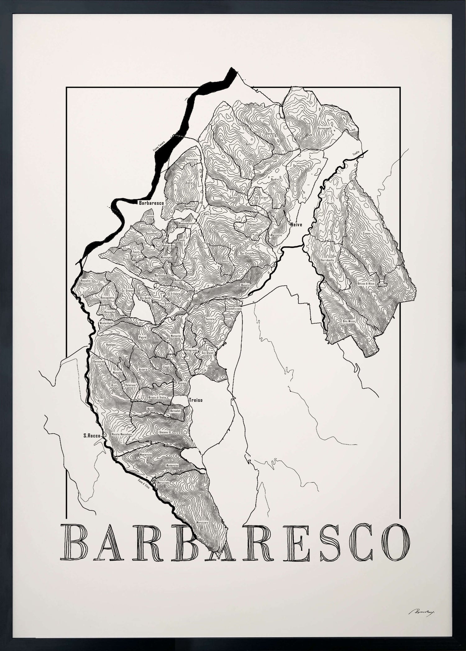 Barbaresco Wine map poster. Exclusive wine map posters. Premium quality wine maps printed on environmentally friendly FSC marked paper. 