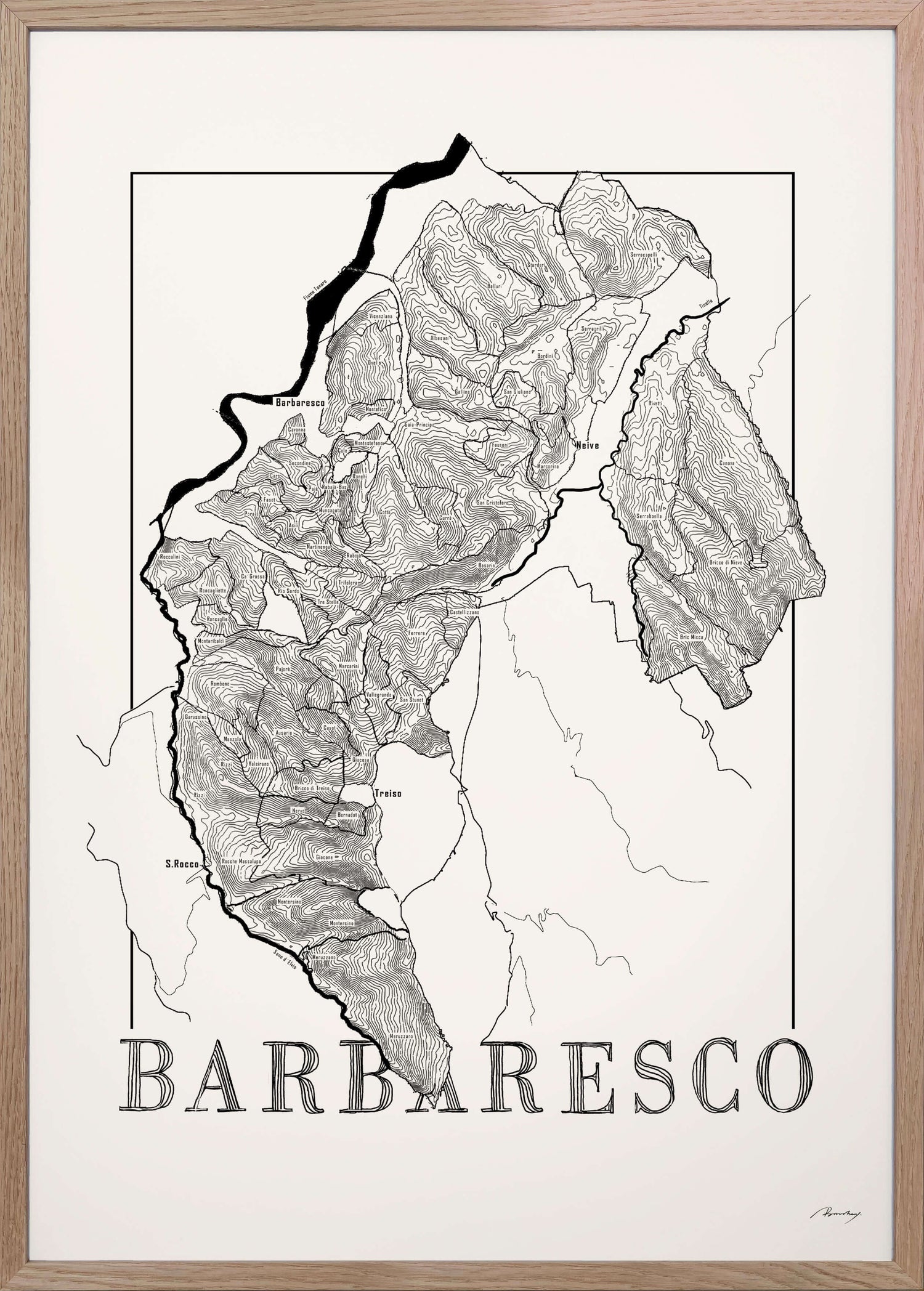 Barbaresco Wine map poster. Exclusive wine map posters. Premium quality wine maps printed on environmentally friendly FSC marked paper. 