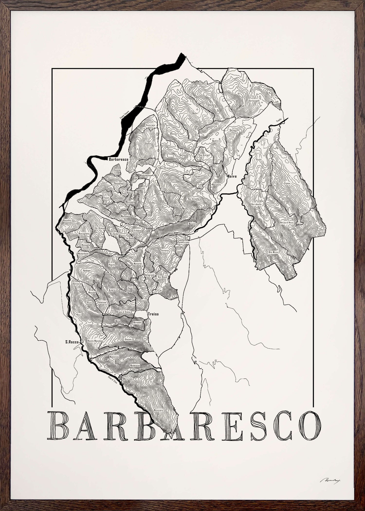 Barbaresco Wine map poster. Exclusive wine map posters. Premium quality wine maps printed on environmentally friendly FSC marked paper. 