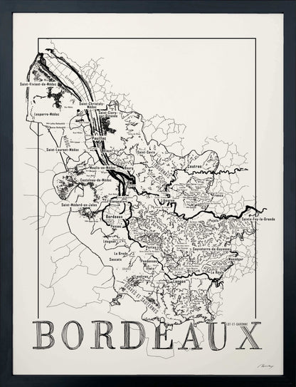 Bordeaux Wine map poster. Exclusive wine map posters. Premium quality wine maps printed on environmentally friendly FSC marked paper. 