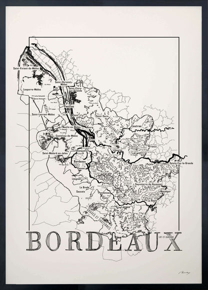 Bordeaux Wine map poster. Wine art. Wine print. Wine poster. Exclusive wine map posters. Premium quality wine maps printed on environmentally friendly FSC marked paper. 