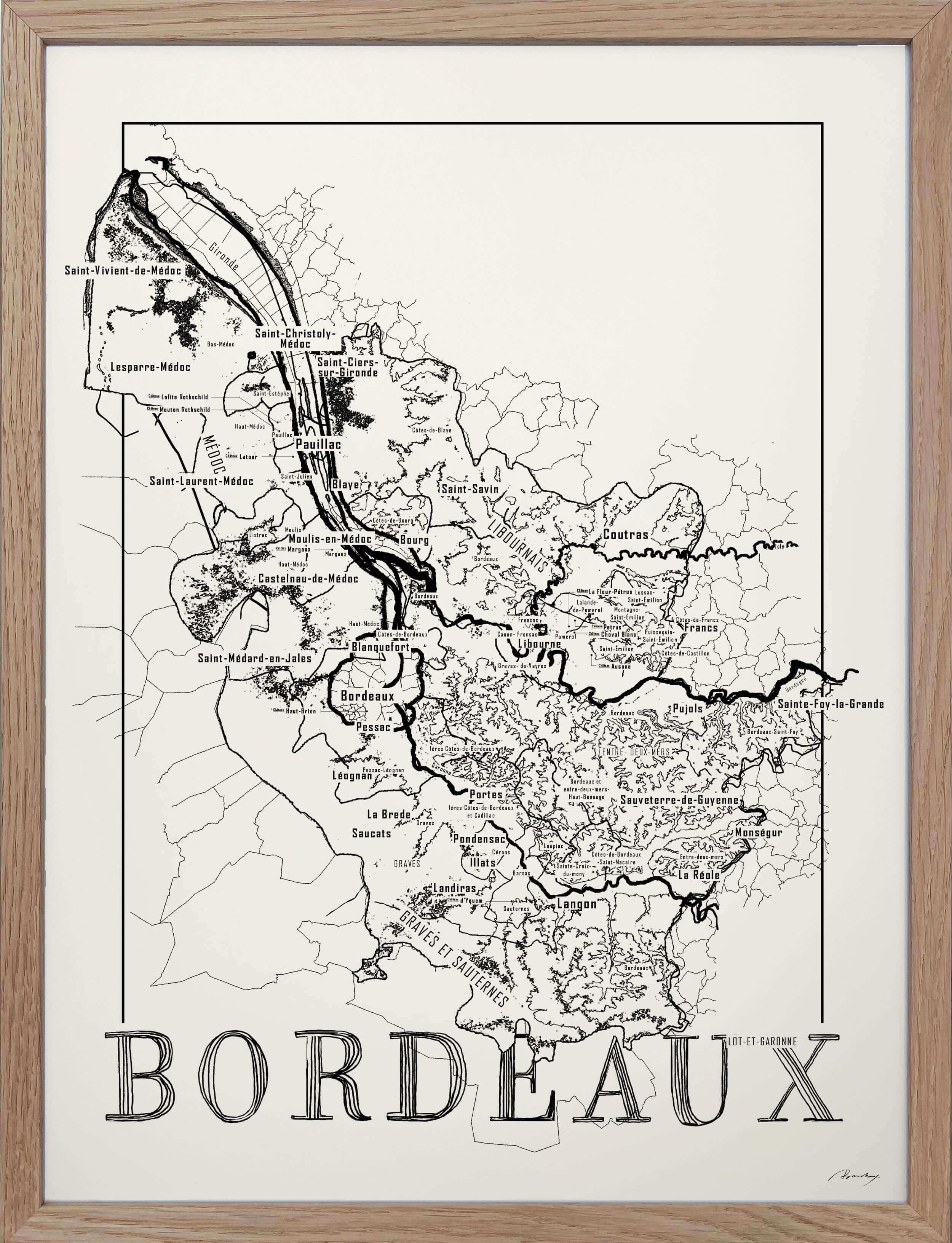 Bordeaux Wine map poster.Wine art. Wine print. Wine poster.  Exclusive wine map posters. Premium quality wine maps printed on environmentally friendly FSC marked paper. 