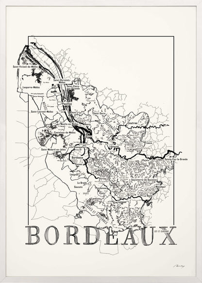 Bordeaux Wine map poster. Exclusive wine map posters. Premium quality wine maps printed on environmentally friendly FSC marked paper. 