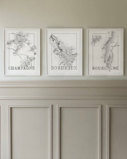 France wine map poster set. Exclusive wine map posters. Premium quality wine maps printed on environmentally friendly FSC marked paper.