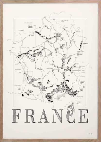 France Wine map poster. Exclusive wine map posters. Premium quality wine maps printed on environmentally friendly FSC marked paper. 