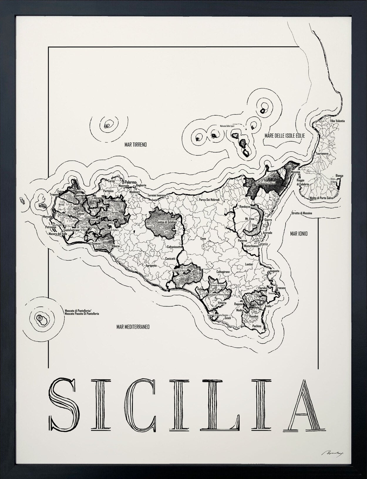 Sicilia wine map