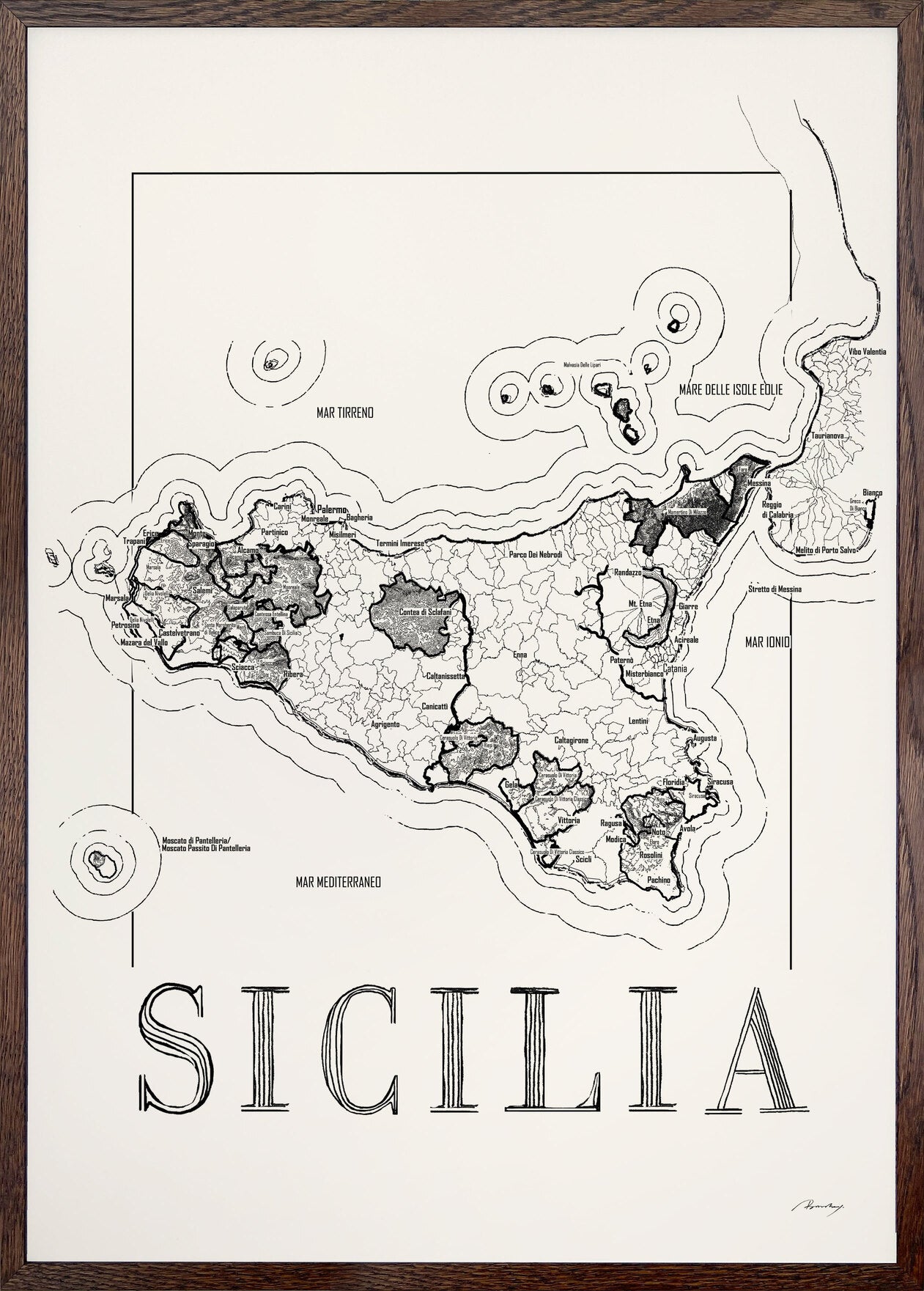 Sicilia wine map