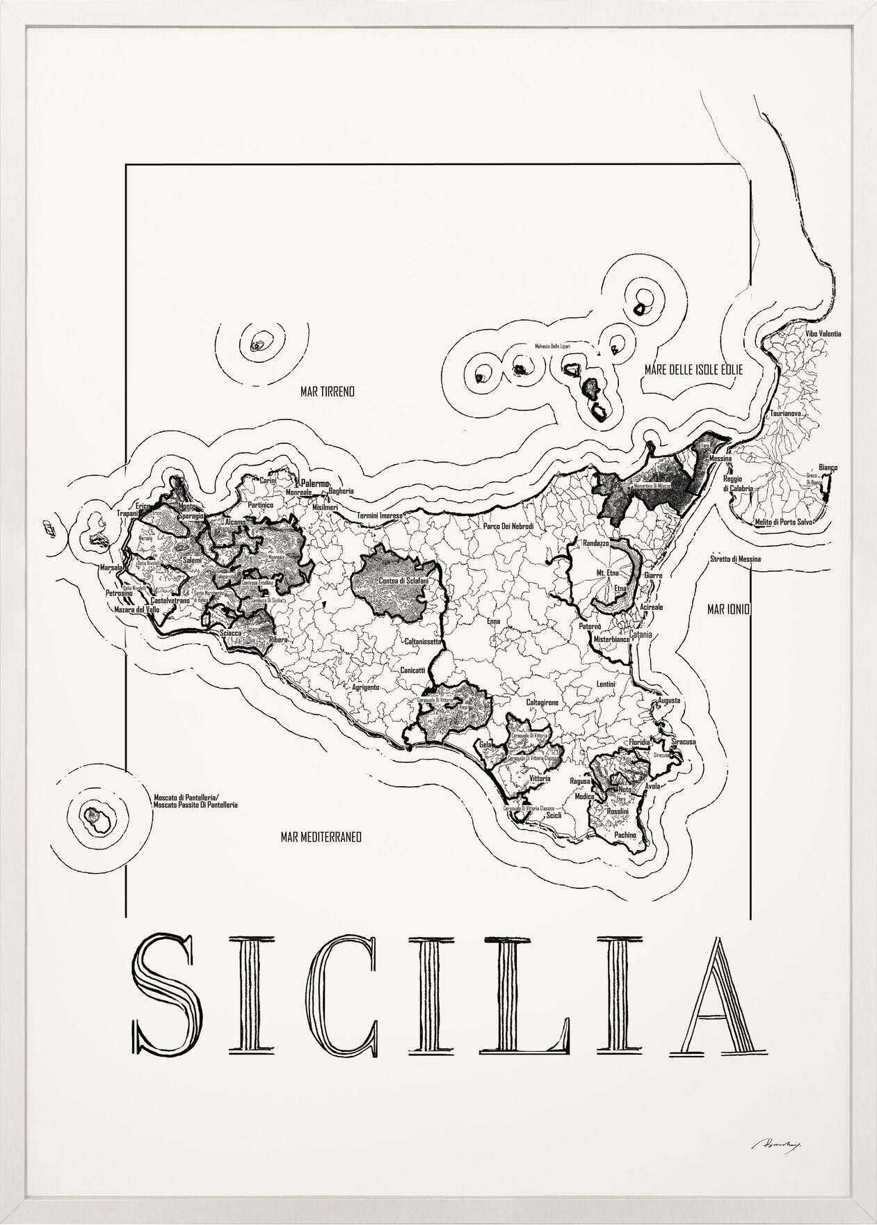 Sicilia wine map