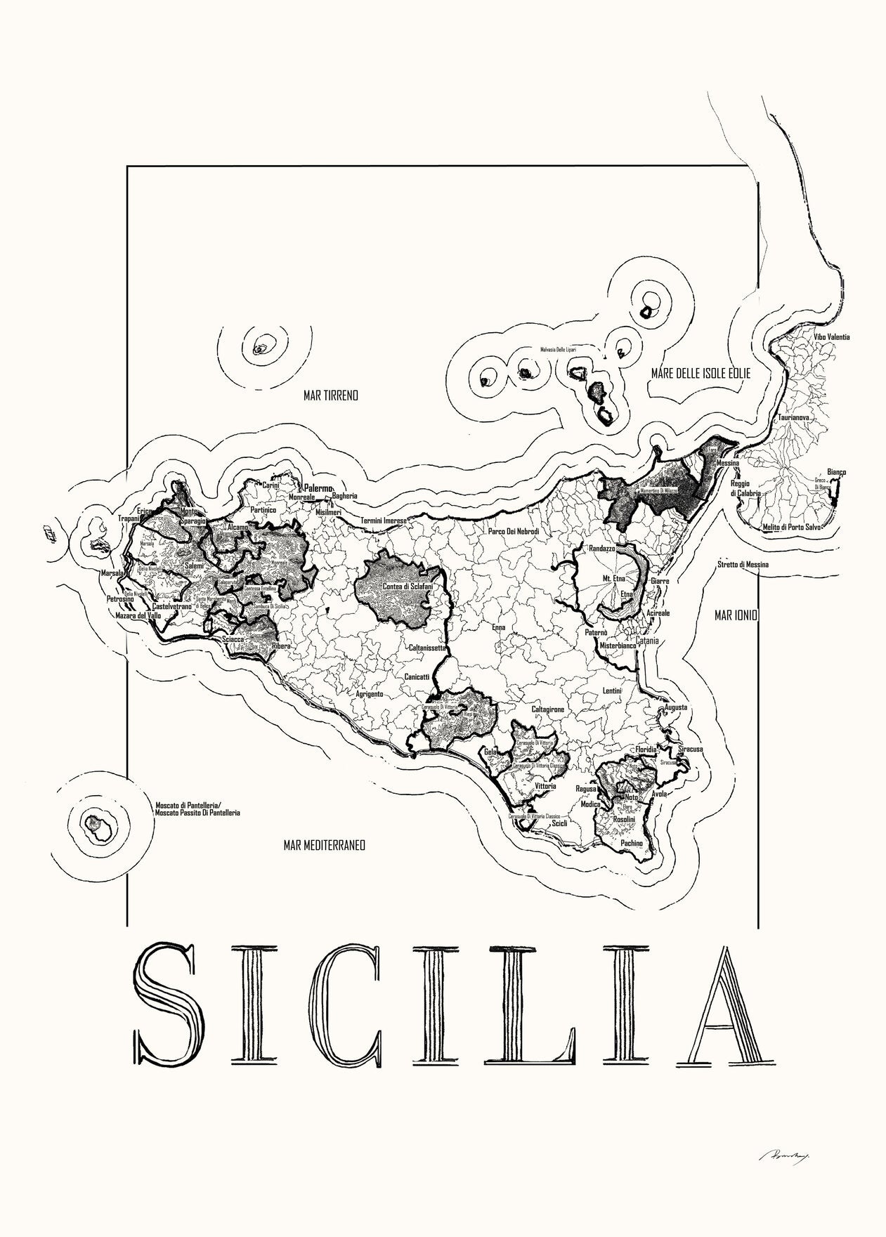 Sicilia wine map