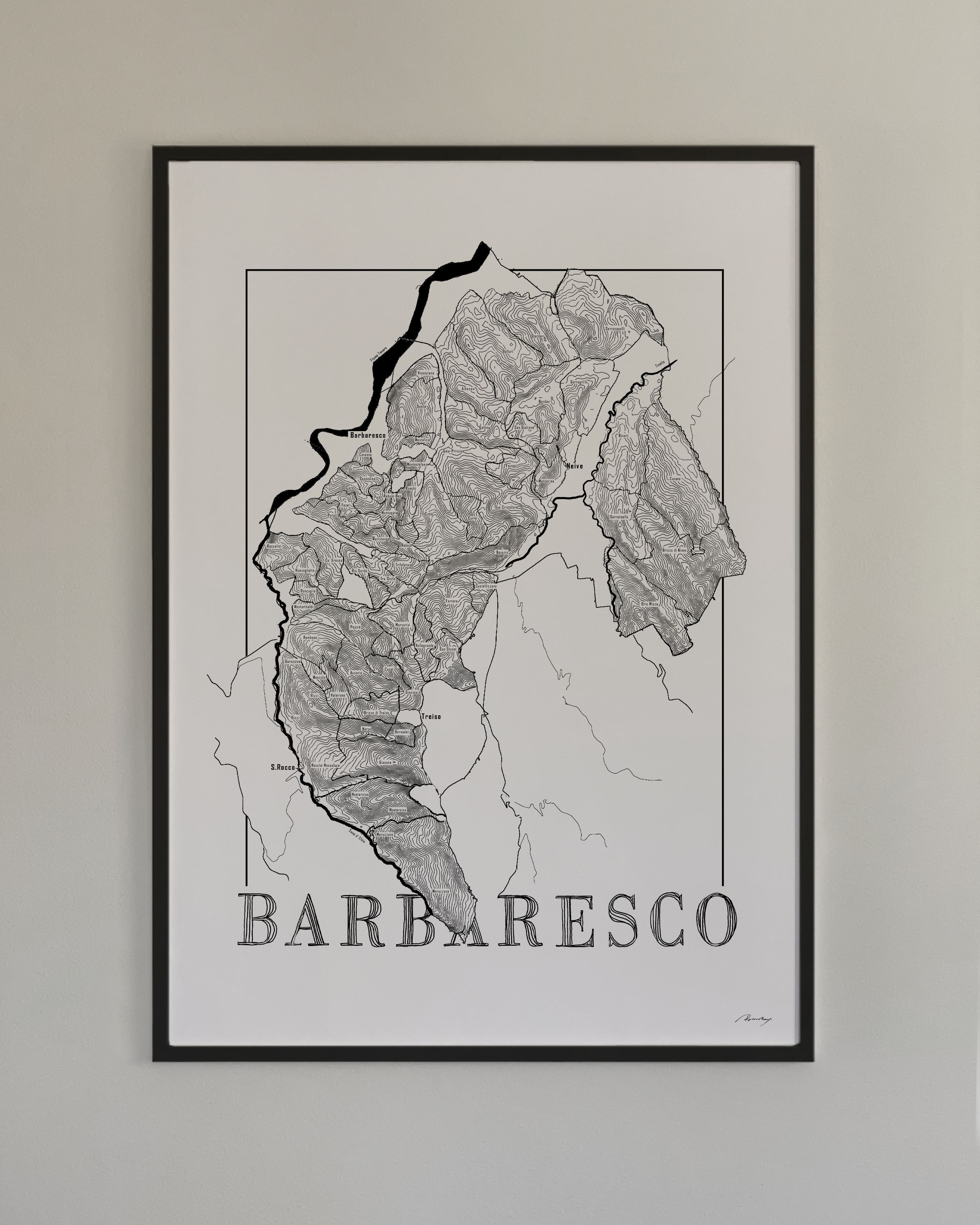 Barbaresco Wine map poster. Exclusive wine map posters. Premium quality wine maps printed on environmentally friendly FSC marked paper. 