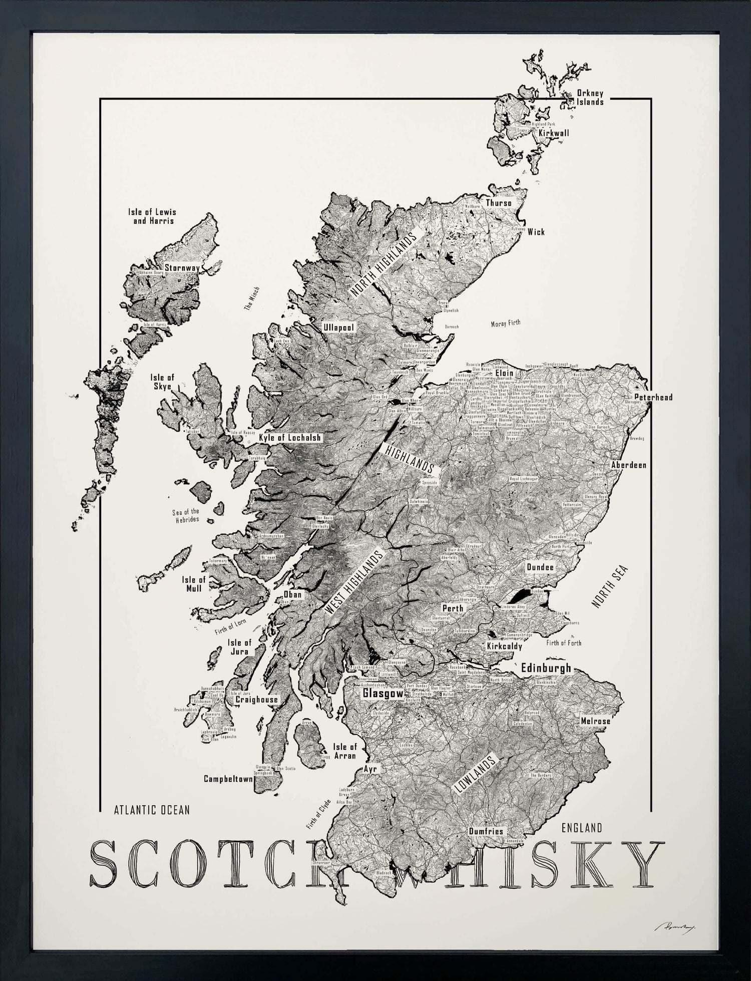 Scotch region whisky map poster. Exclusive wine map posters. Premium quality wine maps printed on environmentally friendly FSC marked paper.