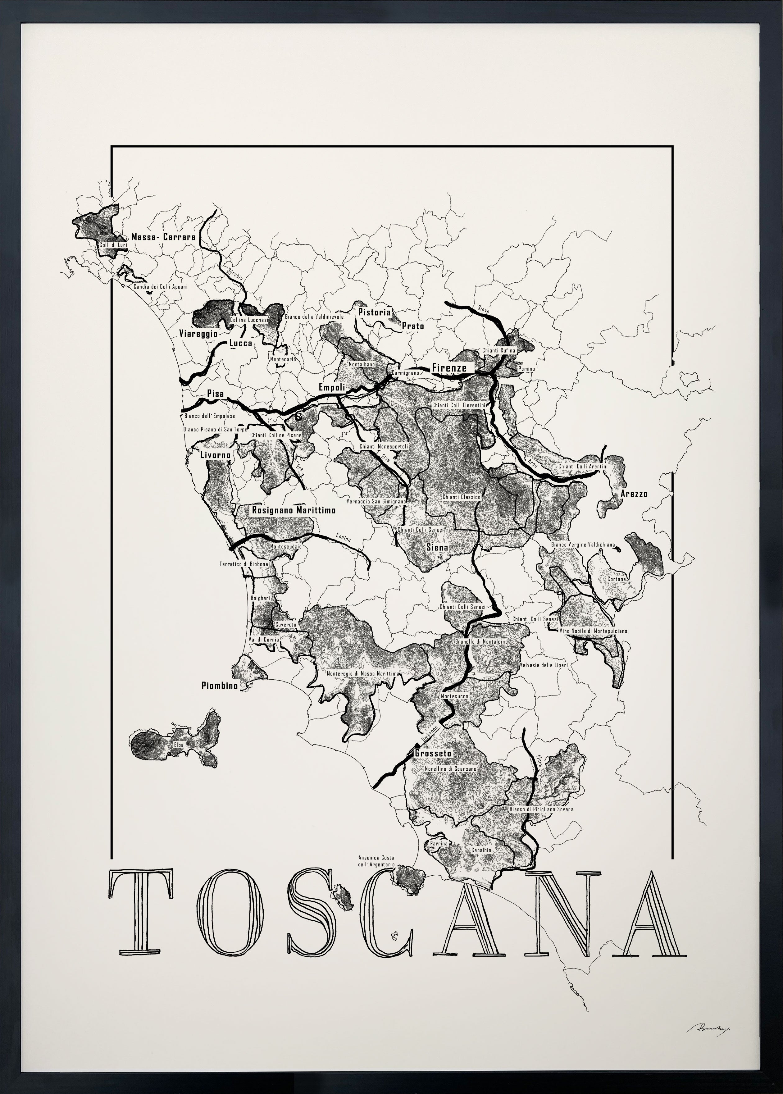 Toscana wine map