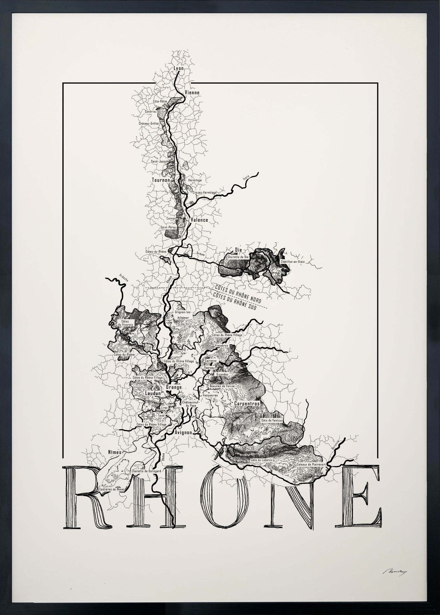 Rhône wine map