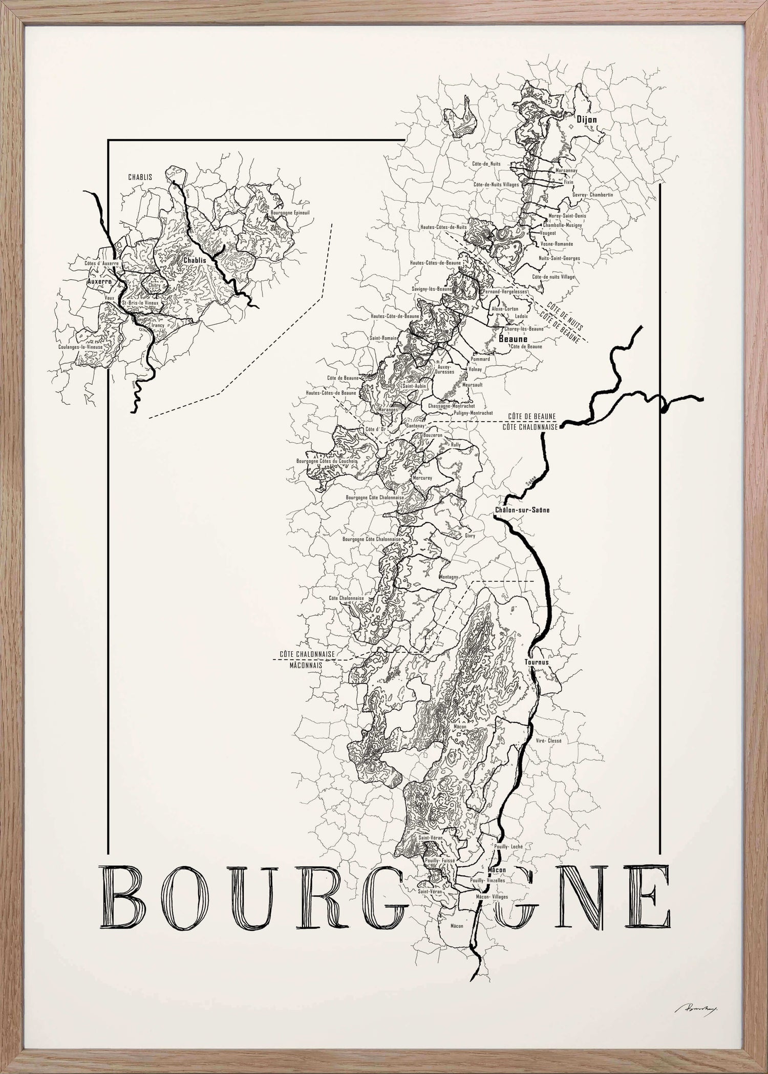 Bourgogne wine map