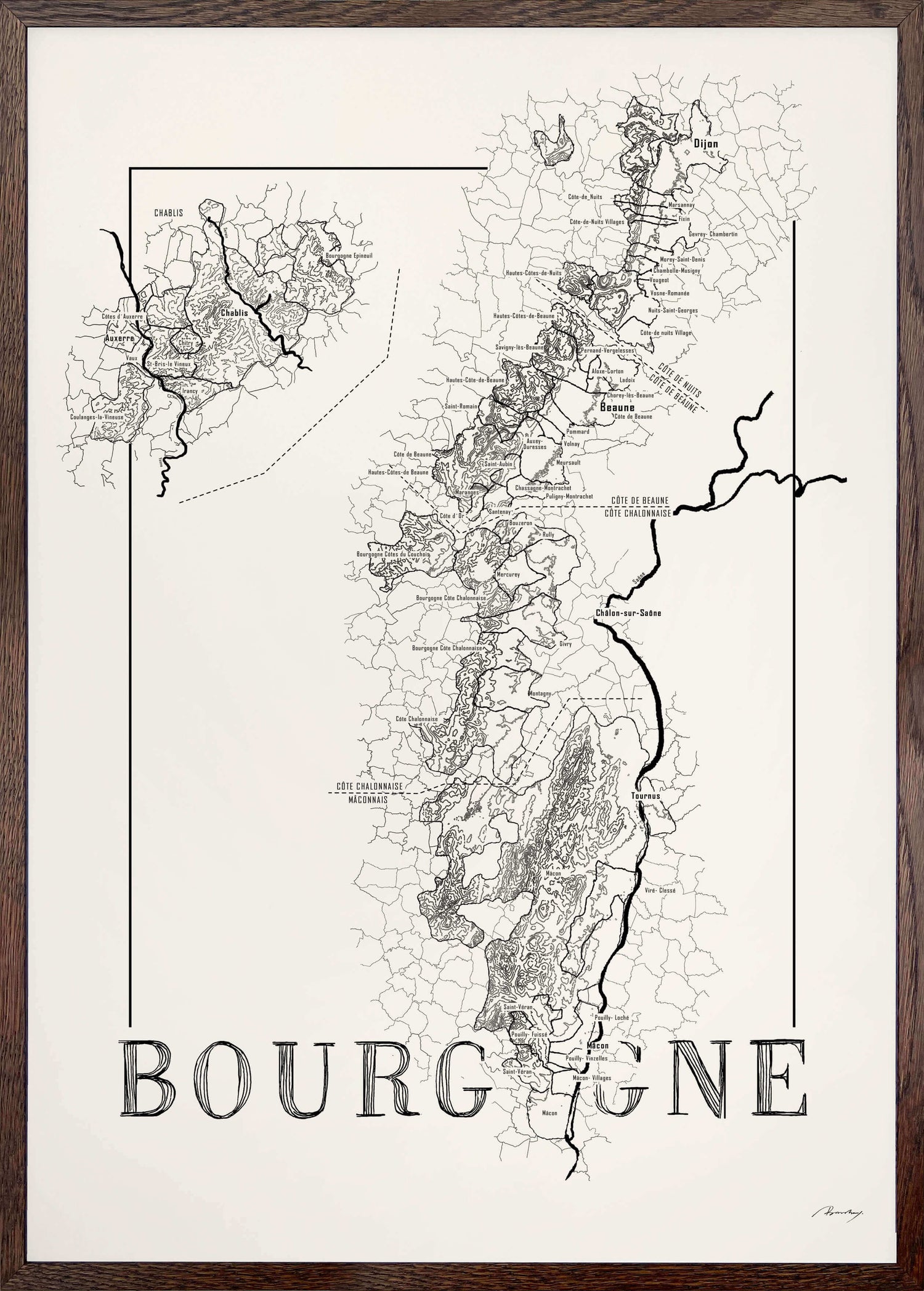 Bourgogne wine map