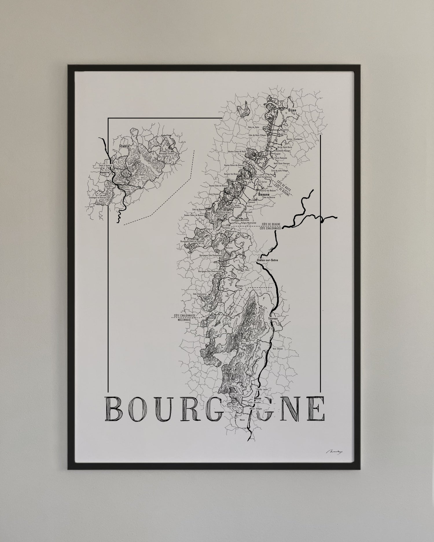 France wine map poster set. Exclusive wine map posters. Premium quality wine maps printed on environmentally friendly FSC marked paper.