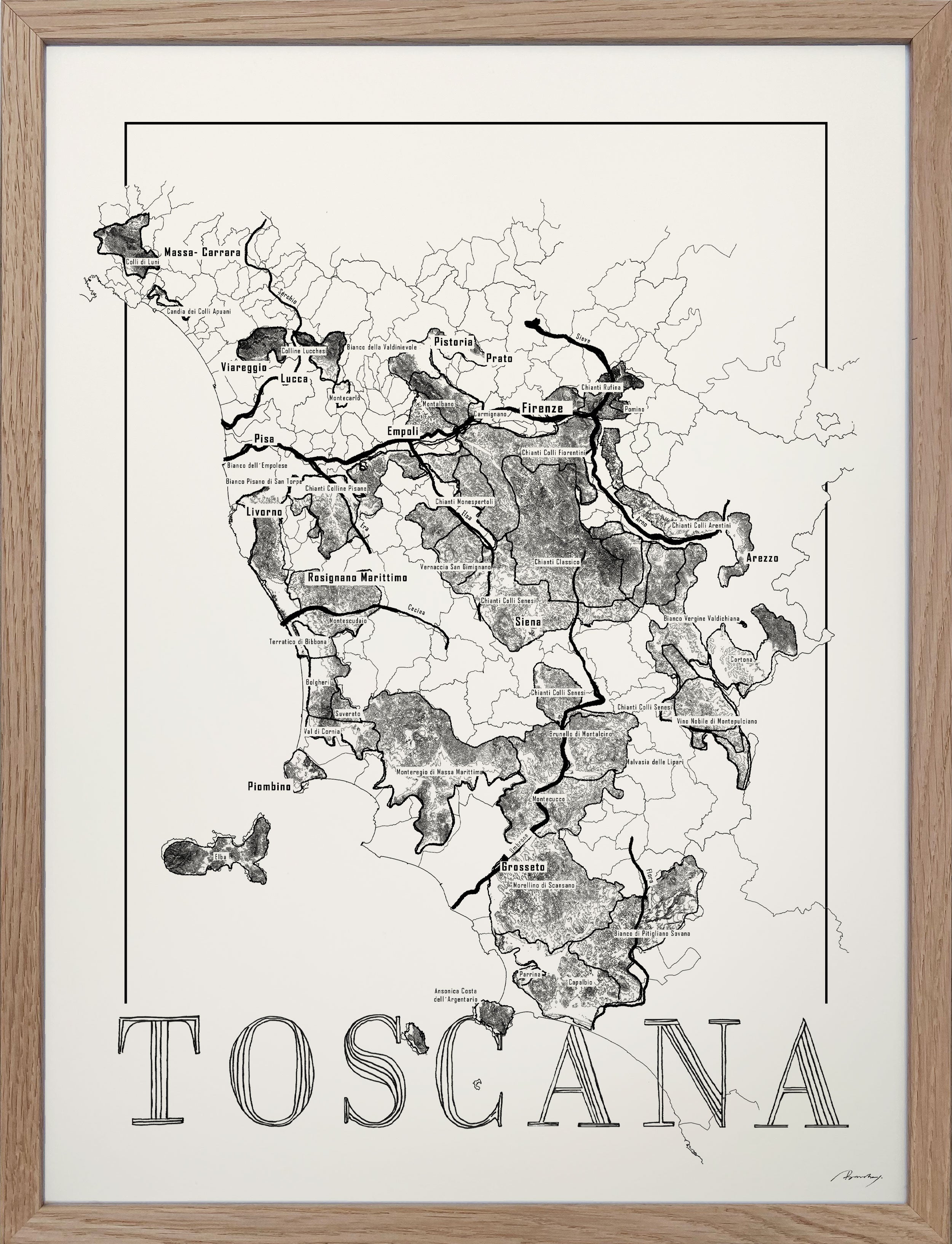 Toscana wine map