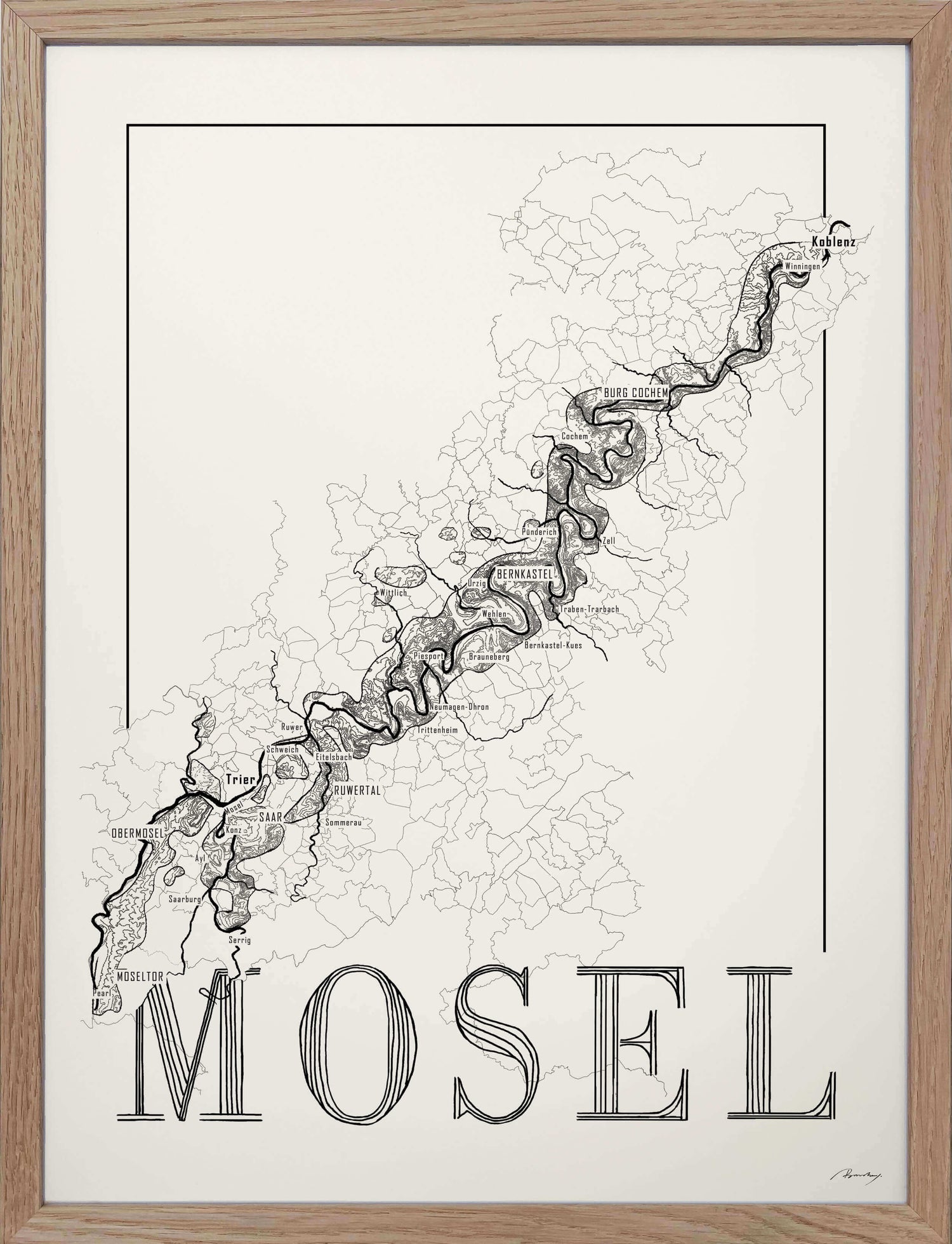 Mosel Wine map poster. Exclusive wine map posters. Premium quality wine maps printed on environmentally friendly FSC marked paper. 