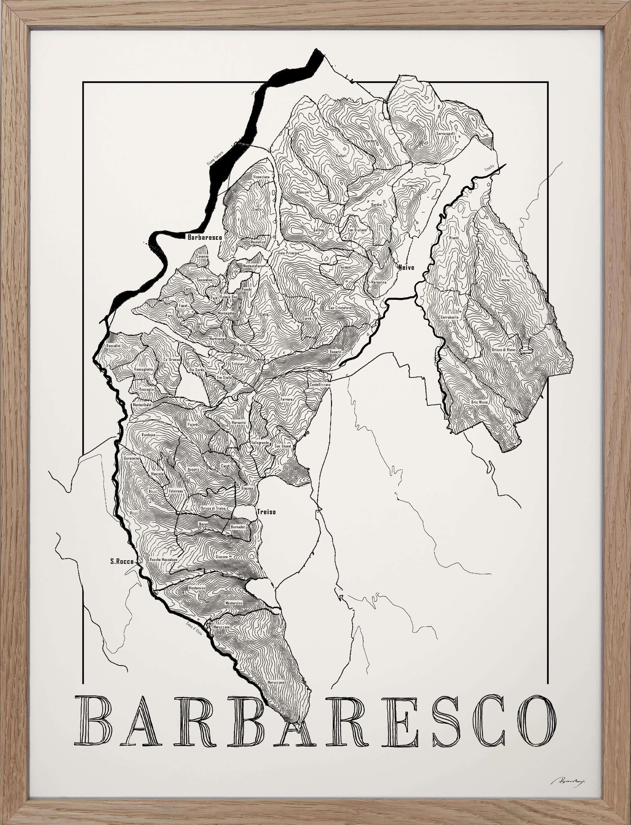 Barbaresco Wine map poster. Exclusive wine map posters. Premium quality wine maps printed on environmentally friendly FSC marked paper. 