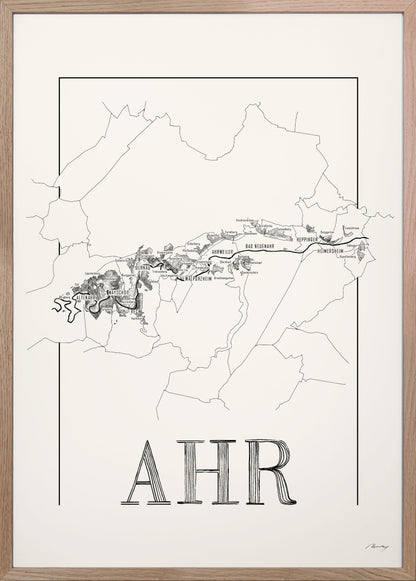 Ahr Wine map poster. Exclusive wine map posters. Premium quality wine maps printed on environmentally friendly FSC marked paper. 